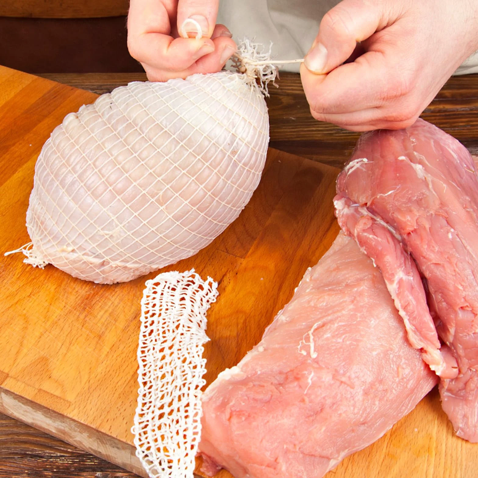 NiceLand Siatki do pieczenia 300 cm bawełniana siatka kuchenna elastyczna siatka mięsna pieczeń elastyczna siatka do pieczenia elastyczna siatka do palenia i marynowania mięsa białe