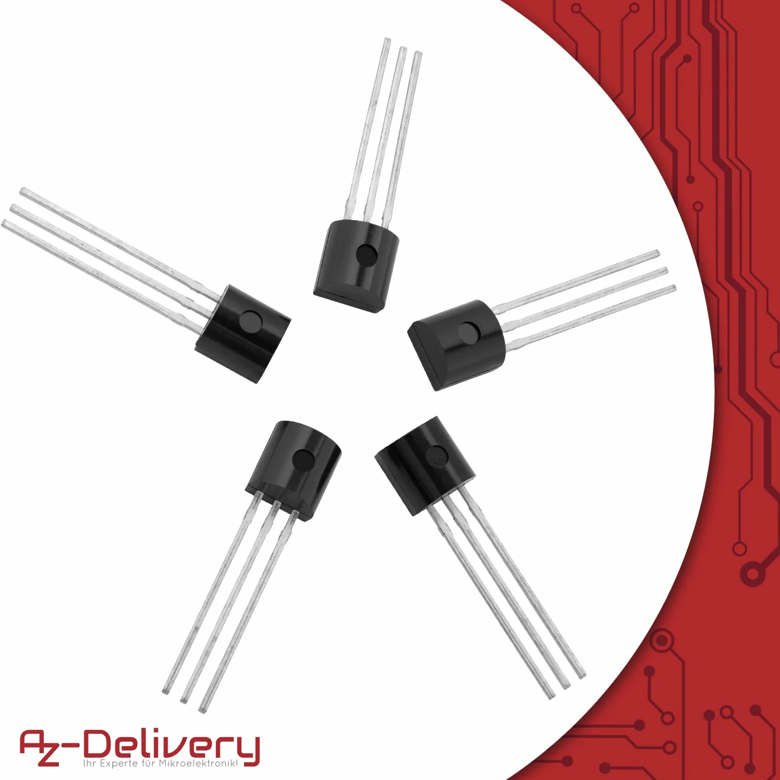 AZDelivery 3 x DS18B20 Cyfrowy Czujnik Temperatury TO92-55°C - +125°C kompatybilny z Arduino i Raspberry Pi, w tym E-Book!