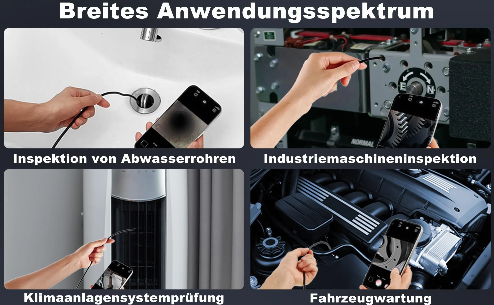 kamera endoskopowa z oświetleniem LED, Hofeny 1920p HD, kamera endoskopowa, telefon komórkowy, nie wymaga Wi-Fi, kamera inspekcyjna, kamera kanałowa, kamera endoskopowa boreskop, wodoszczelna