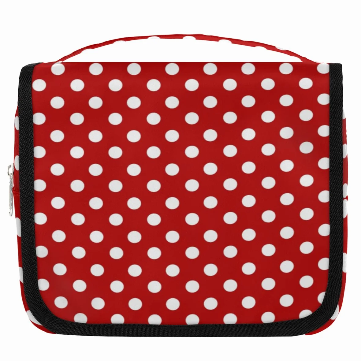Polka Dots czerwona podróżna kosmetyczka w kropki torba do mycia torebka uniseks wiszące przybory toaletowe organizer na kosmetyki, wielobarwny, Jeden rozmiar