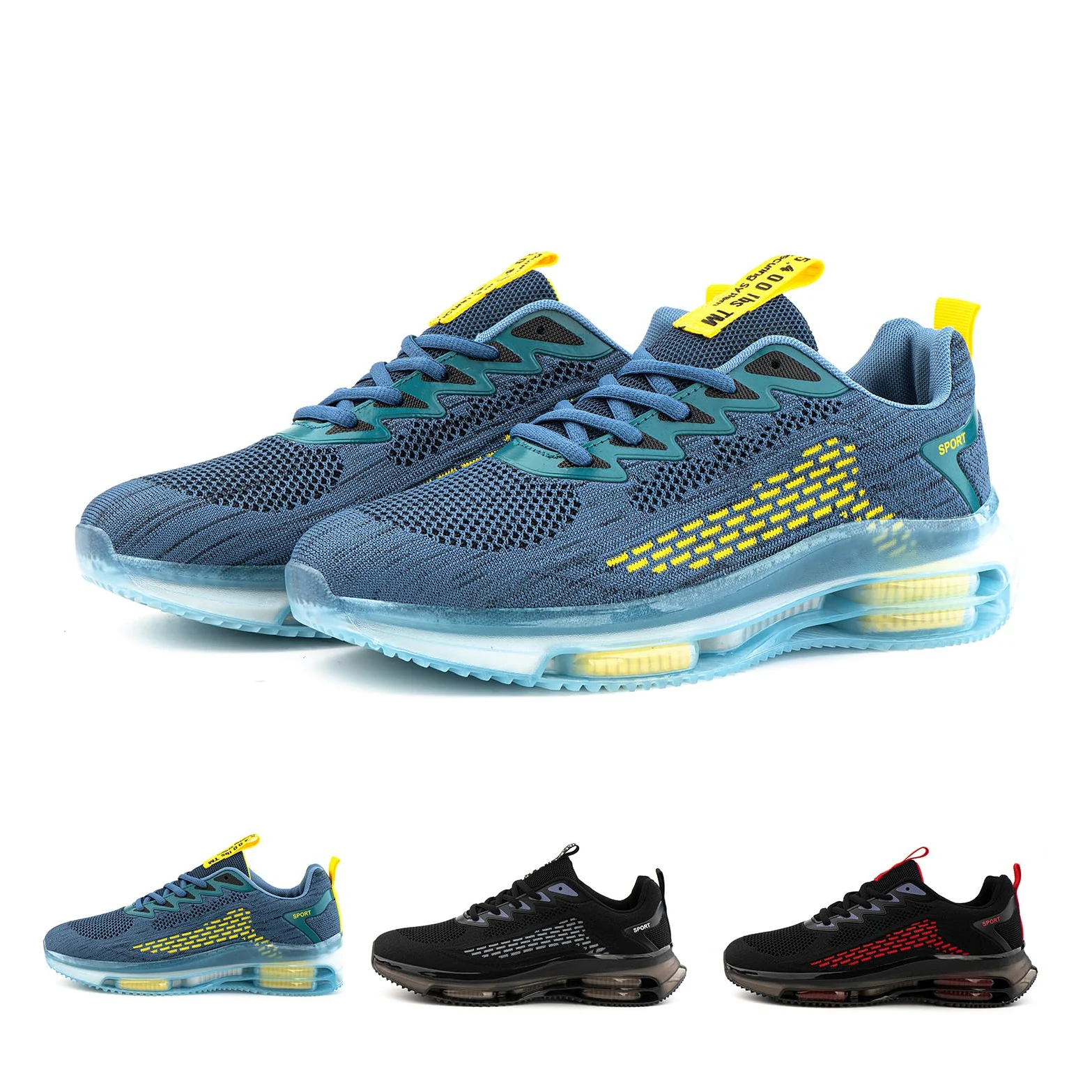 Hitmars Sneakersy męskie do biegania, buty sportowe, oddychające, lekkie buty do chodzenia, do aktywności na świeżym powietrzu, buty do biegania, sportowe, sneakersy, czarne, niebieskie, rozmiar 39-48