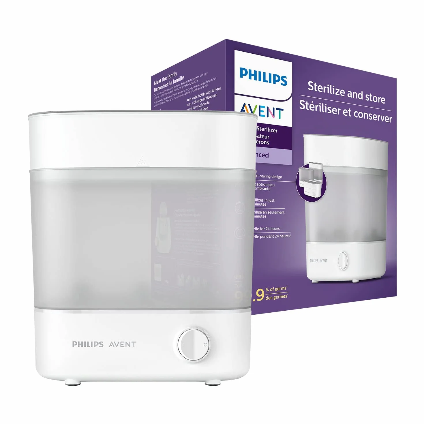 Philips Avent SCF291/00 Elektryczny Sterylizator Parowy na Maks. 6 Butelek dla Niemowląt Przyssawka i Akcesoria, Biały
