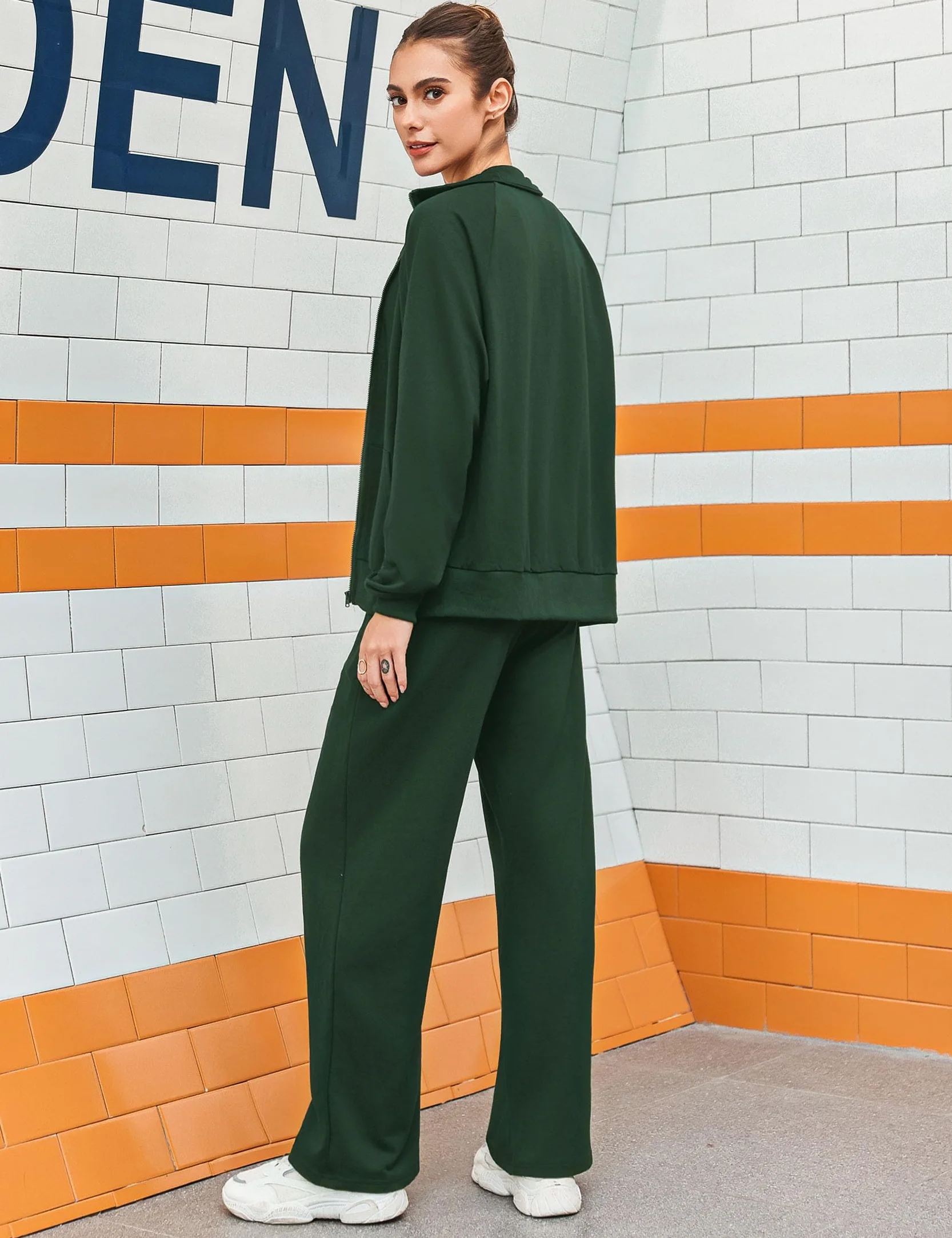 Terecey Damski dres do joggingu, dres treningowy, dwuczęściowy zestaw z zamkiem błyskawicznym i kieszeniami, kurtka i ściągacz, spodnie sportowe, zestaw do uprawiania sportu, fitnessu, S-XXL