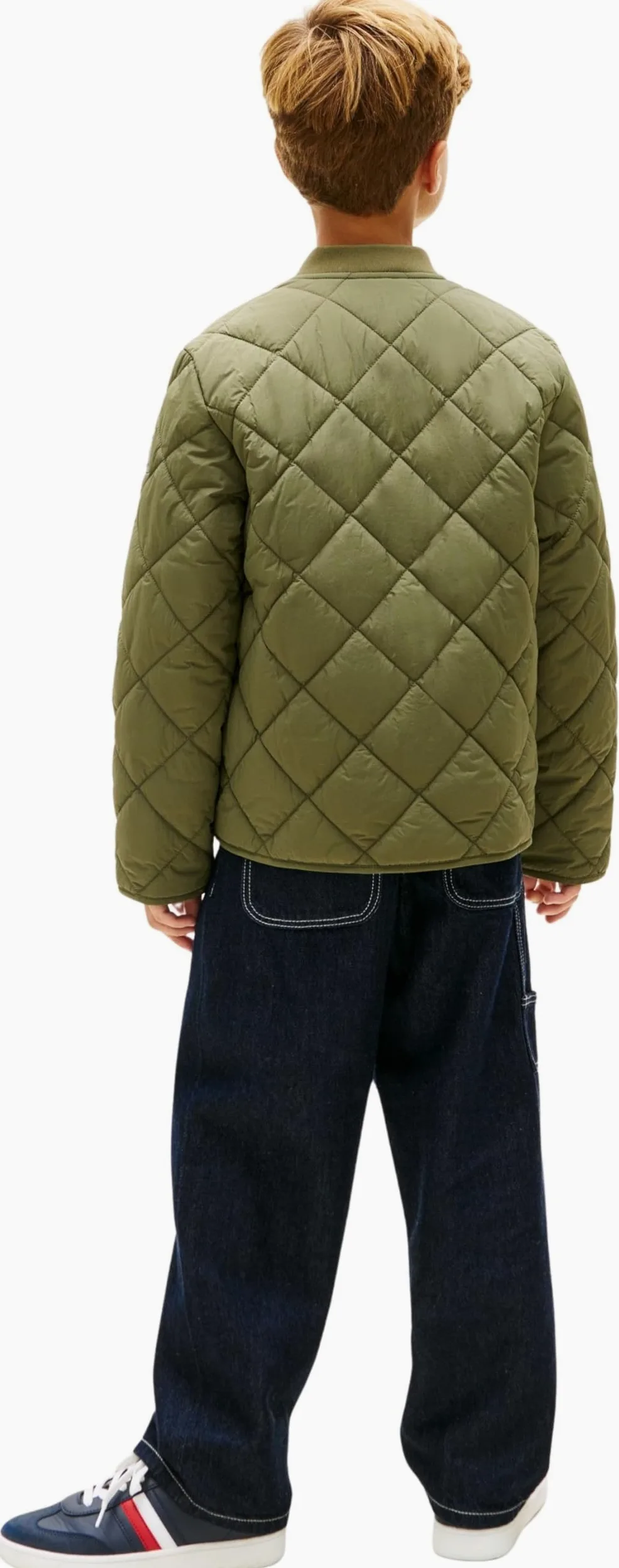Tommy Hilfiger Pikowana lekka kurtka chłopięca KB0KB10214, zielona (Battle Green), 14 lat