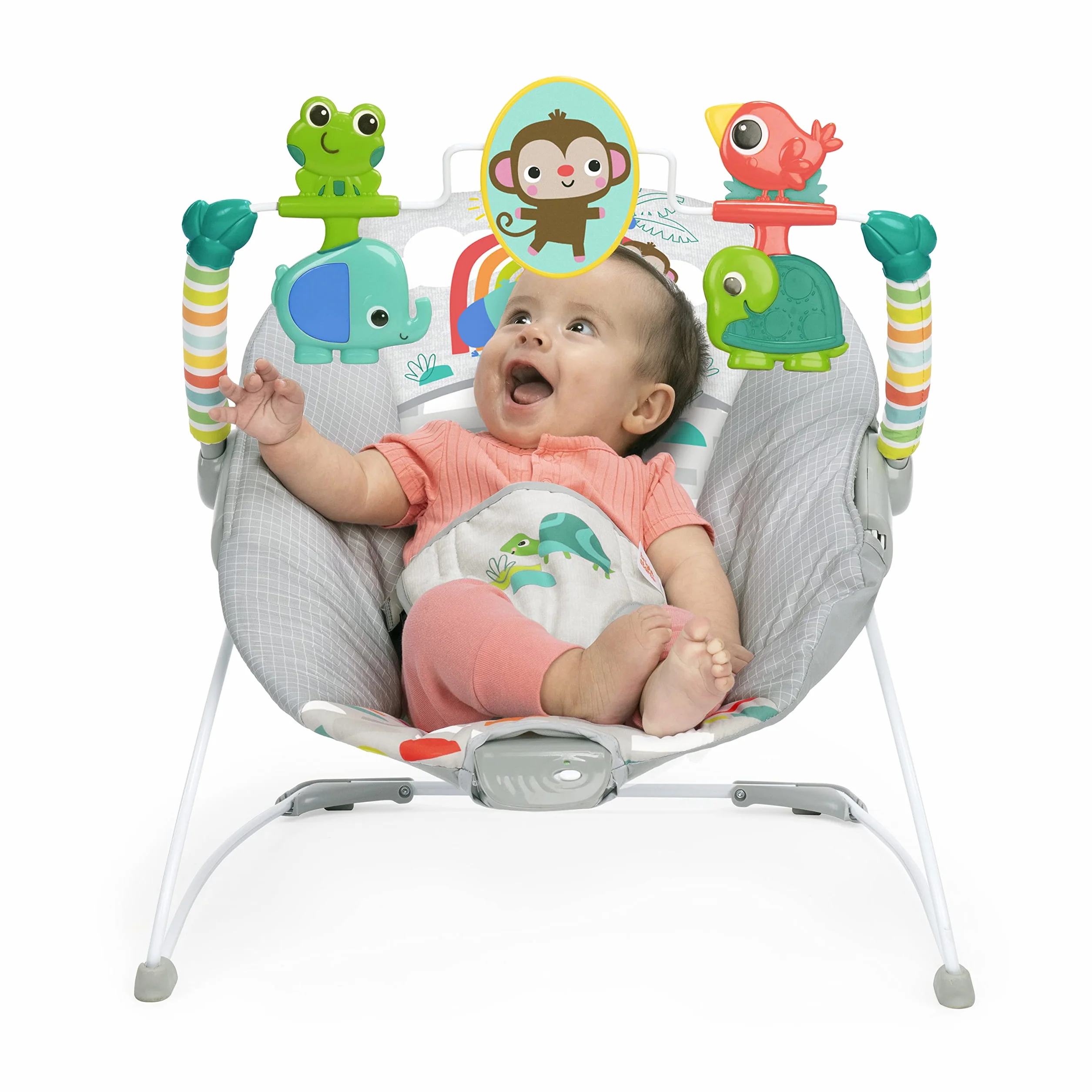Bright Starts, Playful Paradise leżak z kojącymi wibracjami i interaktywnymi zabawkami, unisex, 0-6 miesięcy