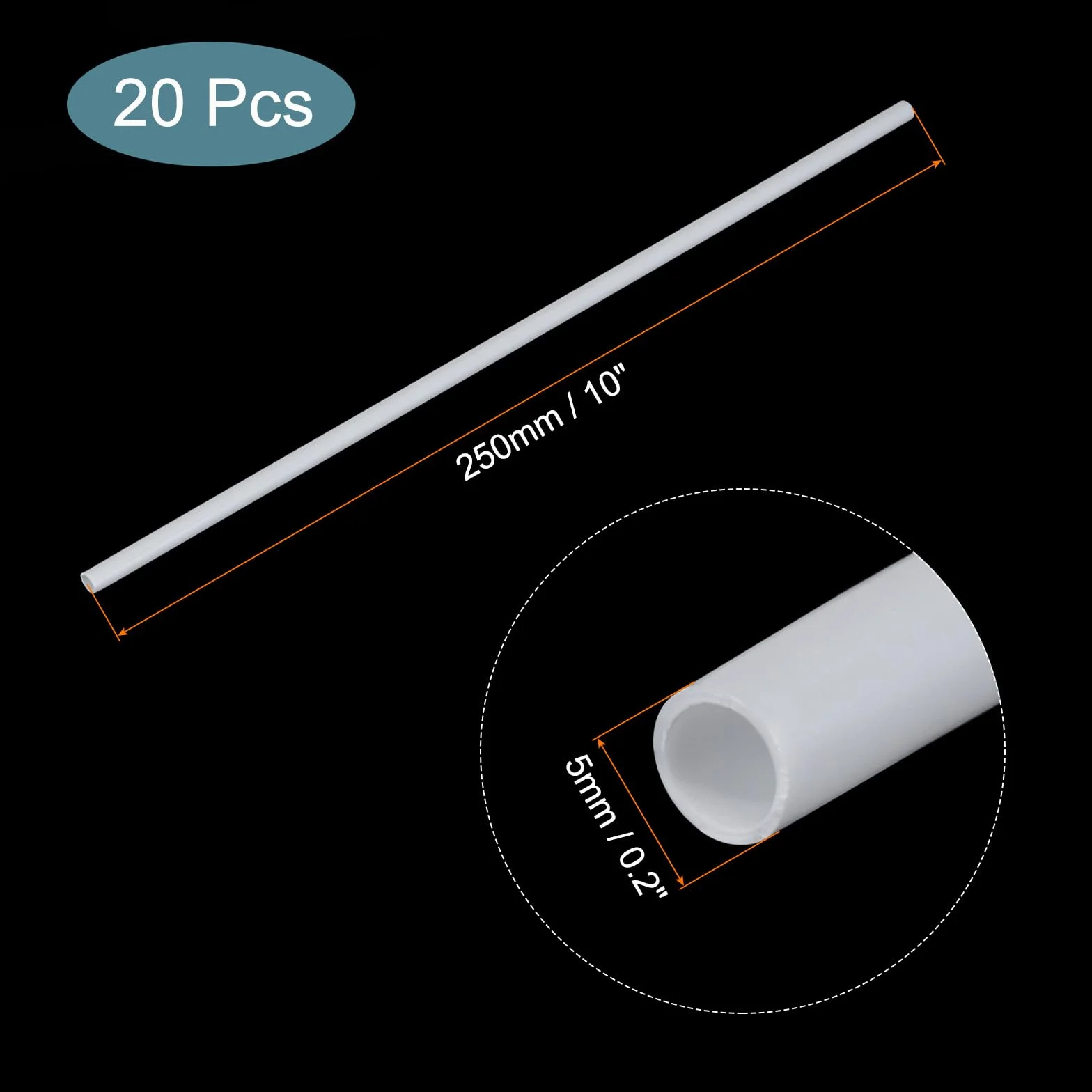 QUARKZMAN 20 szt. Rury plastikowe do modelowania ABS, okrągła rura 5 mmx250mm, biała, łatwa w obróbce do tworzenia modeli architektonicznych DIY