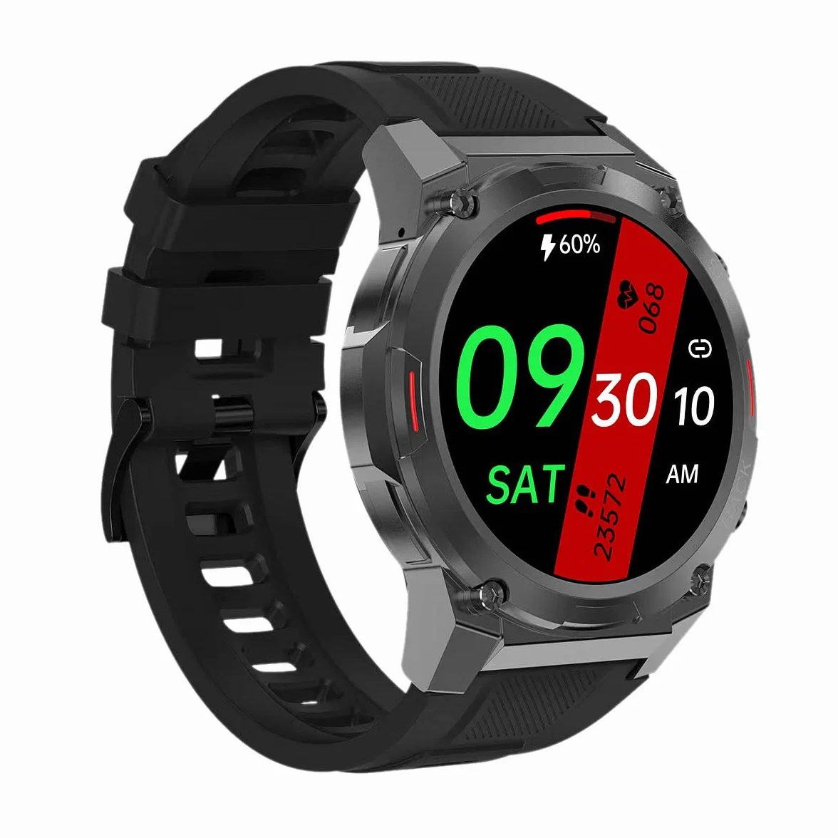 Maxcom - FW63 Cobalt Pro Smartwatch – zegarek fitness i sportowy – dla mężczyzn – wodoodporny – z monitorowaniem ciśnienia krwi, tętna i snu – wytrzymały – bardzo mocny akumulator – okrągły – z gumową