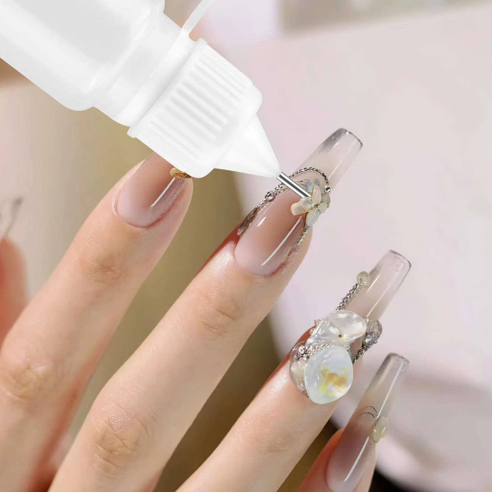 20 sztuk butelek z igłami, 5 ml/10 ml, małe butelki dozujące z końcówką igły, butelka z klejem, aplikator, butelka z 4 pipetami do kleju, smarów, pigmentów