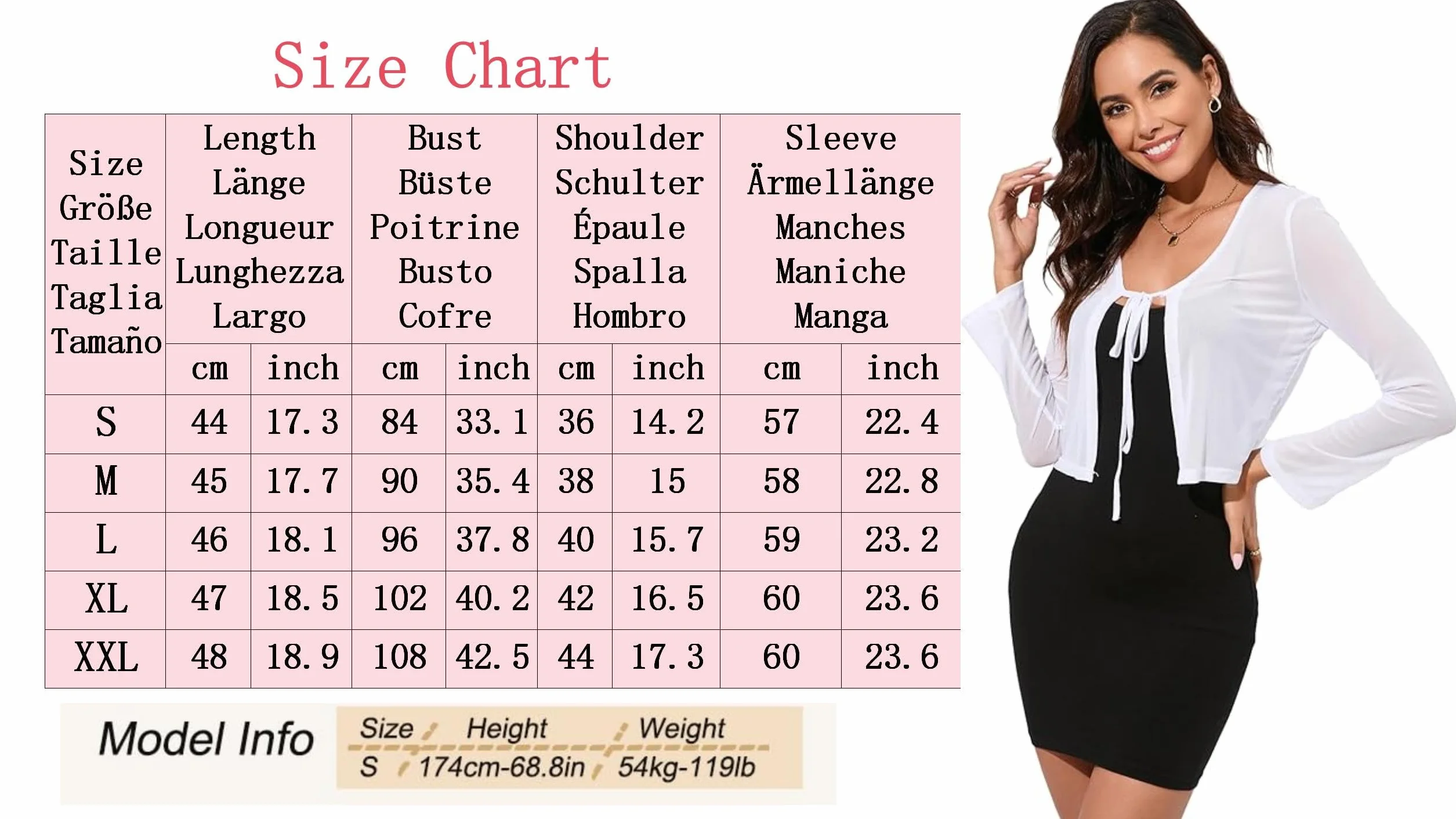 Damski kardigan Bolero Sheer Shrug wiązany z przodu lekki rozciągliwy długi rękaw letnia okrycie S-2XL