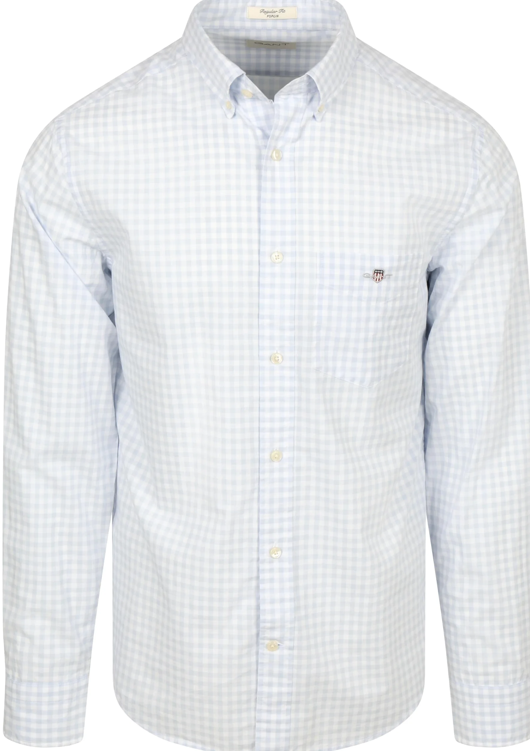 GANT Męska koszulka REG POPLIN Gingham, klasyczna koszula, jasnoniebieska, standardowa, jasnoniebieski, 4XL