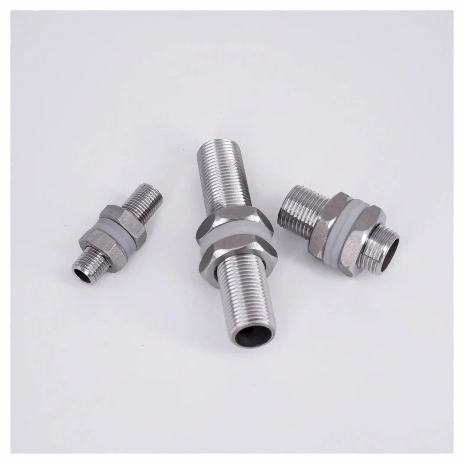 1/2" 30 40 50 60 80 100 120 150mm Stainless Full Thread Bulkhead Lock Pipe Fitting Water Tank(75MM_1/2")