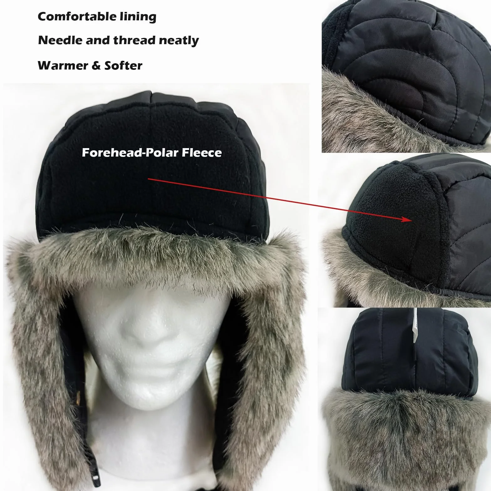 HEYANN Czapka Ushanka, Zimowe Czapki Trapper dla Mężczyzn Kobiet Sztuczne Futro, Rosyjski Styl Eskimosów Ciepłe Miękkie Futro Podszewka Czapki