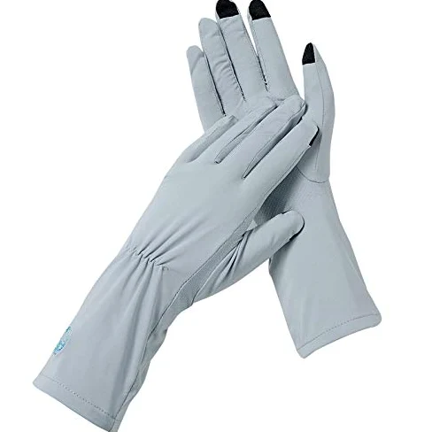Rękawice ochronne UPF50 + Rękawice ochronne na słońce pojedyncze rękawice antypoślizgowe UV (Color : Gray, Size : L)