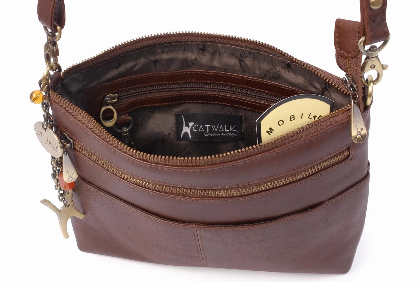 Catwalk Collection Skórzana Torebka Crossbody dla Kobiet Średnia Torba na Ramię Jenny