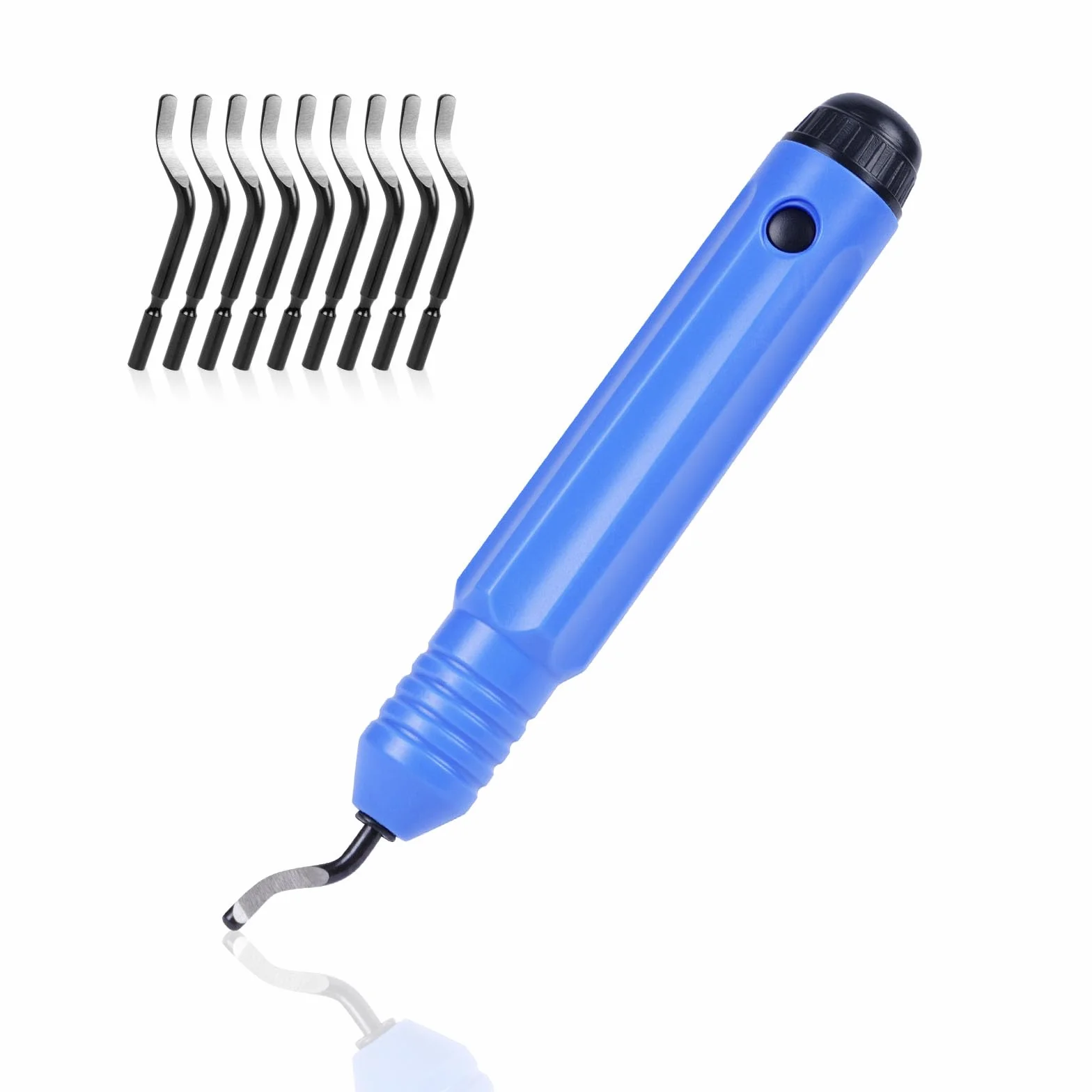 flintronic Uniwersalne narzędzie do usuwania zadziorów, z 10 zapasowymi ostrzami, obracane o 360°, narzędzie tnące do drukarki 3D, tworzywo sztuczne, aluminium i stal nierdzewna (1 narzędzie + 10
