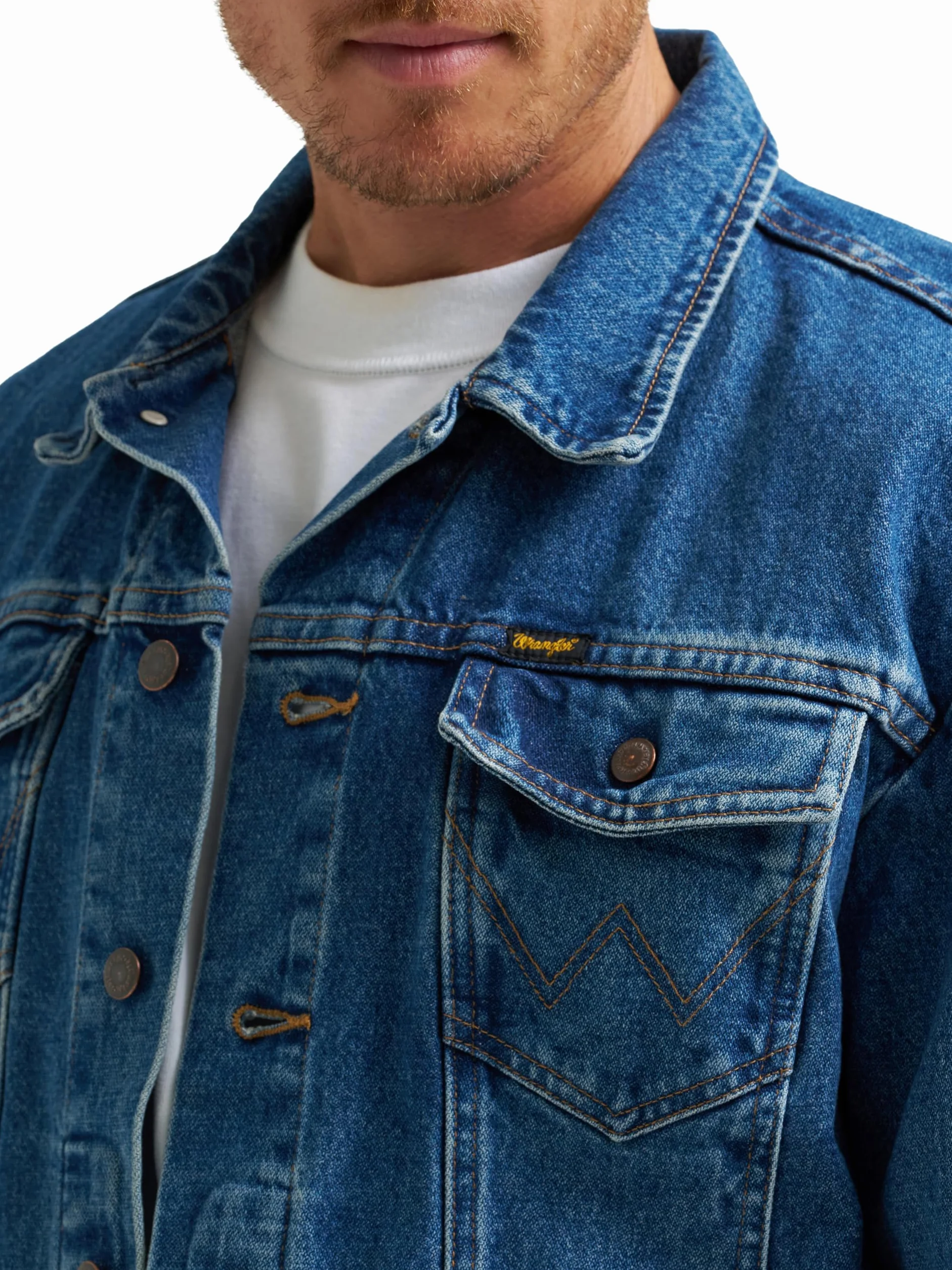 Wrangler Męska kurtka dżinsowa, kowbojski krój, bez podszewki, Sprany, XL