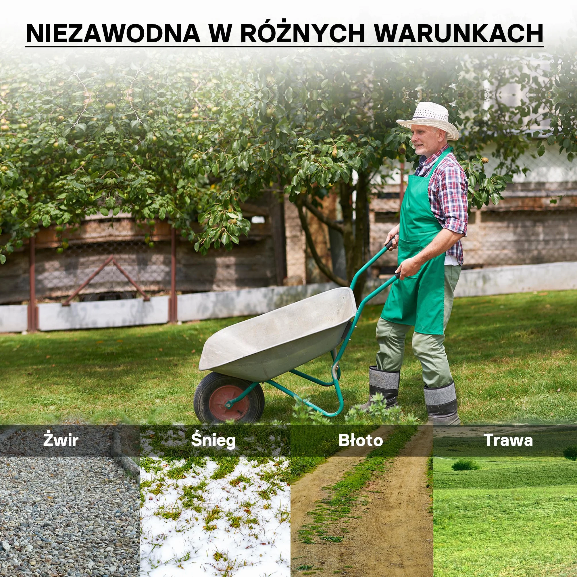 Wiltec Opona zamienna do taczki 3.50-8, koło pneumatyczne kompletne ø 370-380 mm z dętką i felgą metalową do wózków transportowych