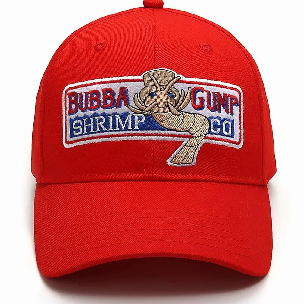 Bubba Gump Baseball Cap regulowana czapka z krewetkami, haftowana guma leśna
