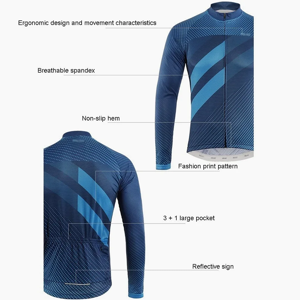 Męska odzież kolarska Kurtka jazda na rowerze męska z długim rękawem Oddychająca Szybkie Suche Outdoor Sports Wear Nadaje się na wiosnę lub jesieni Męskie koszulki kolarskie(B,L)