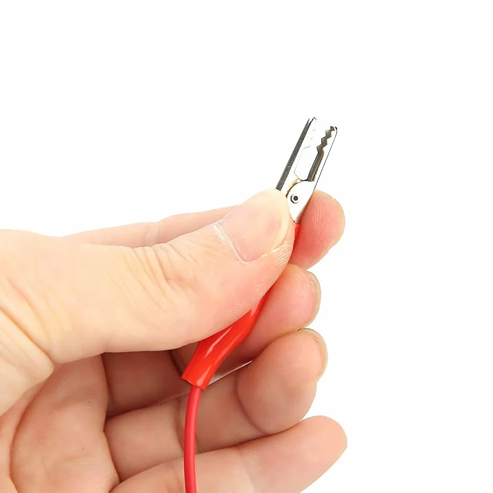 Aramox Zestaw 10 Kolorowych Kabli Testowych z Klipsami Krokodyla, 50 cm, 35 mm, Podwójnie Zakończone, do Testów Elektrycznych