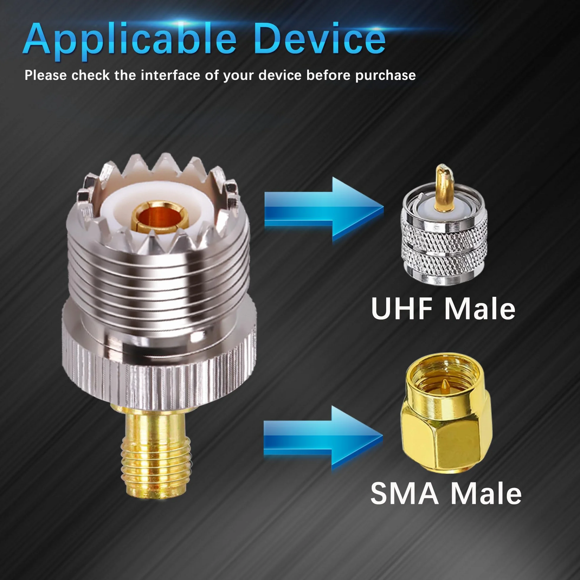 TUOLNK Sma Adapter UHF PL-259 żeńska do SO239 żeńska CB radiowa 2szt