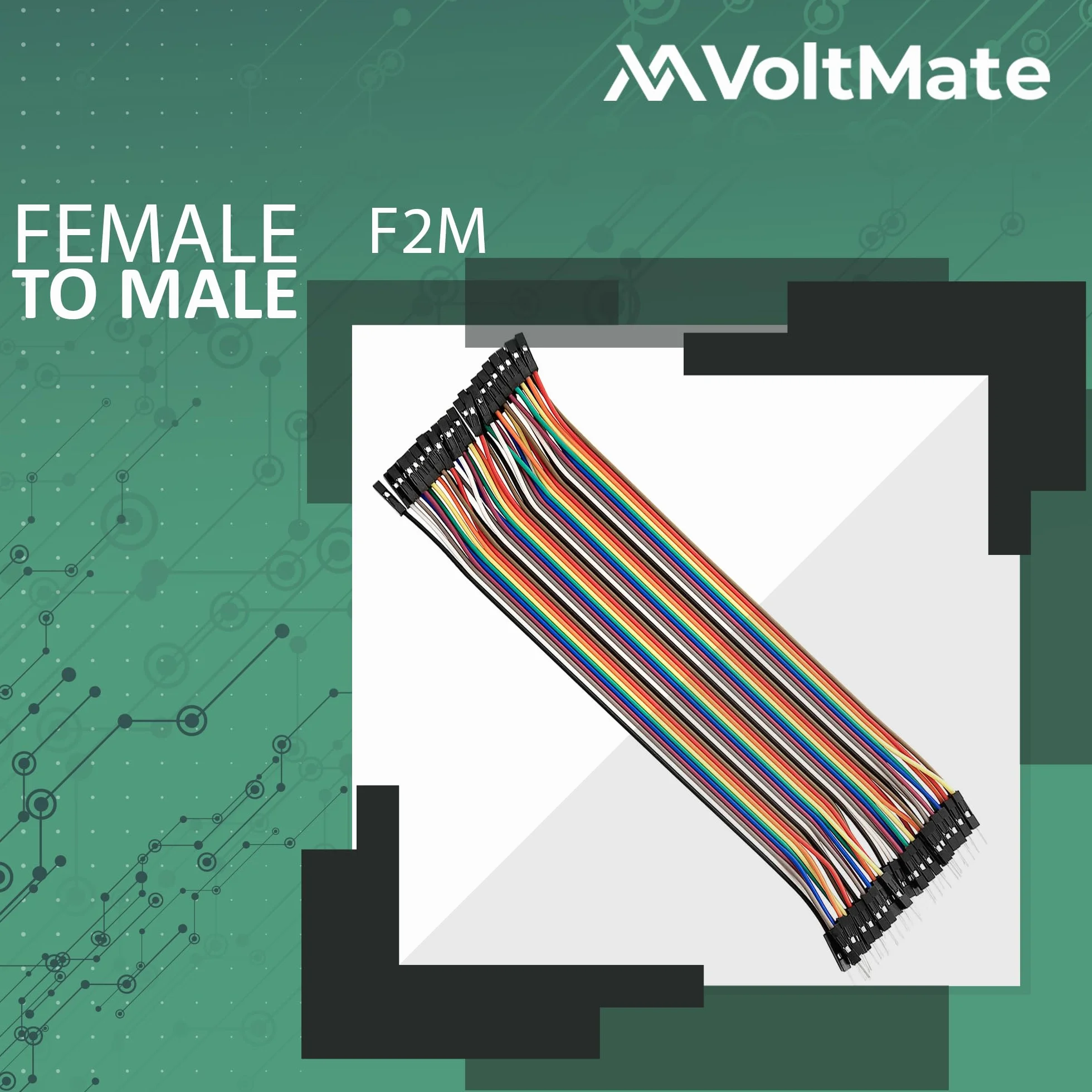 VoltMate Zestaw 3 szt. Jumper Wire M2M, F2M, F2F - 40 szt. 20 cm - kompatybilny z Arduino i Raspberry Pi Breadboard
