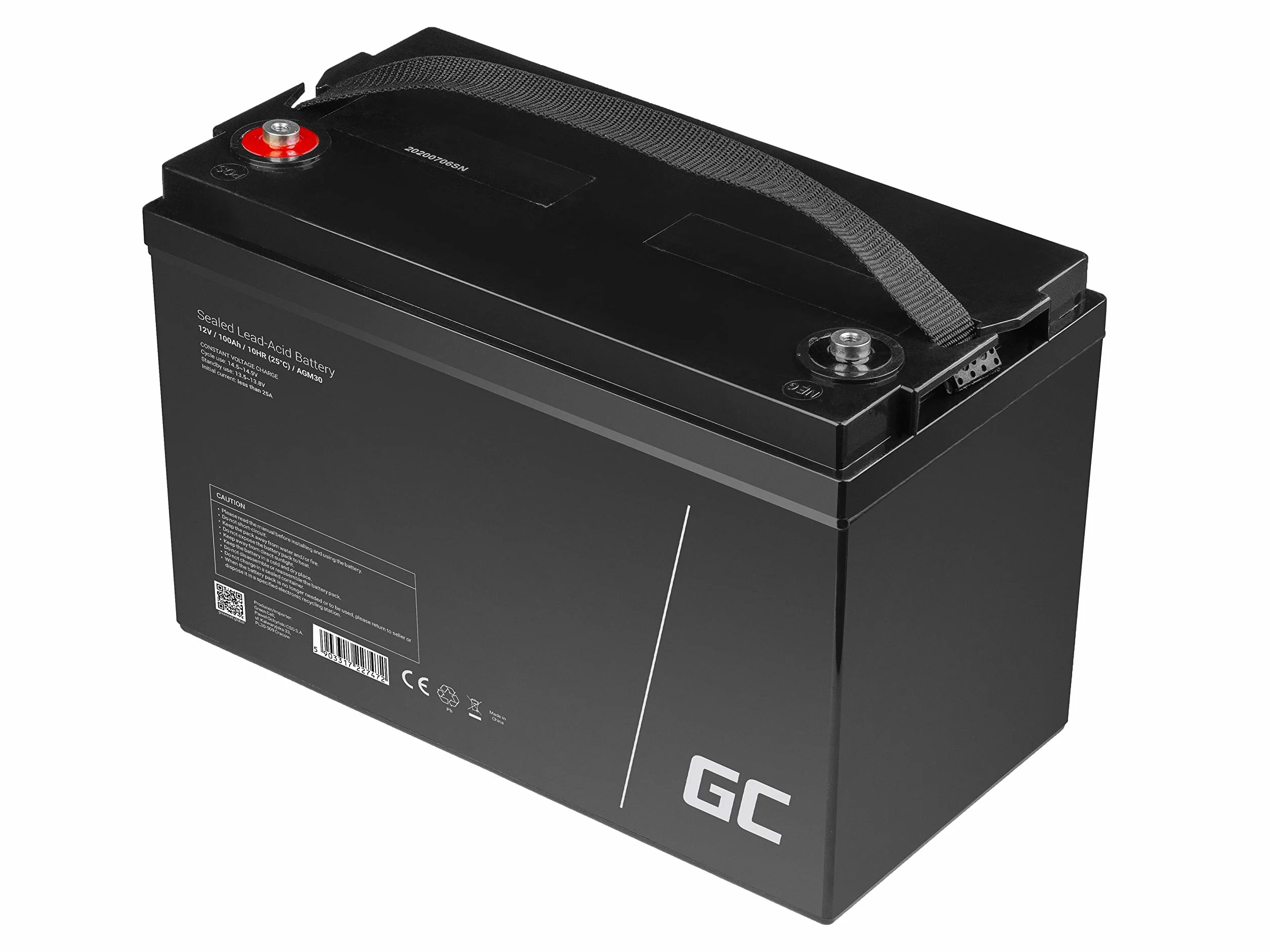 Green Cell® AGM 12 V, 100 Ah akumulator VRLA, akumulator ołowiowy, akumulator zapasowy, akumulator żelowy, odporny na cykl Unbemann Caravan, fotowoltaika, wózek inwalidzki, magazynowanie solarne,
