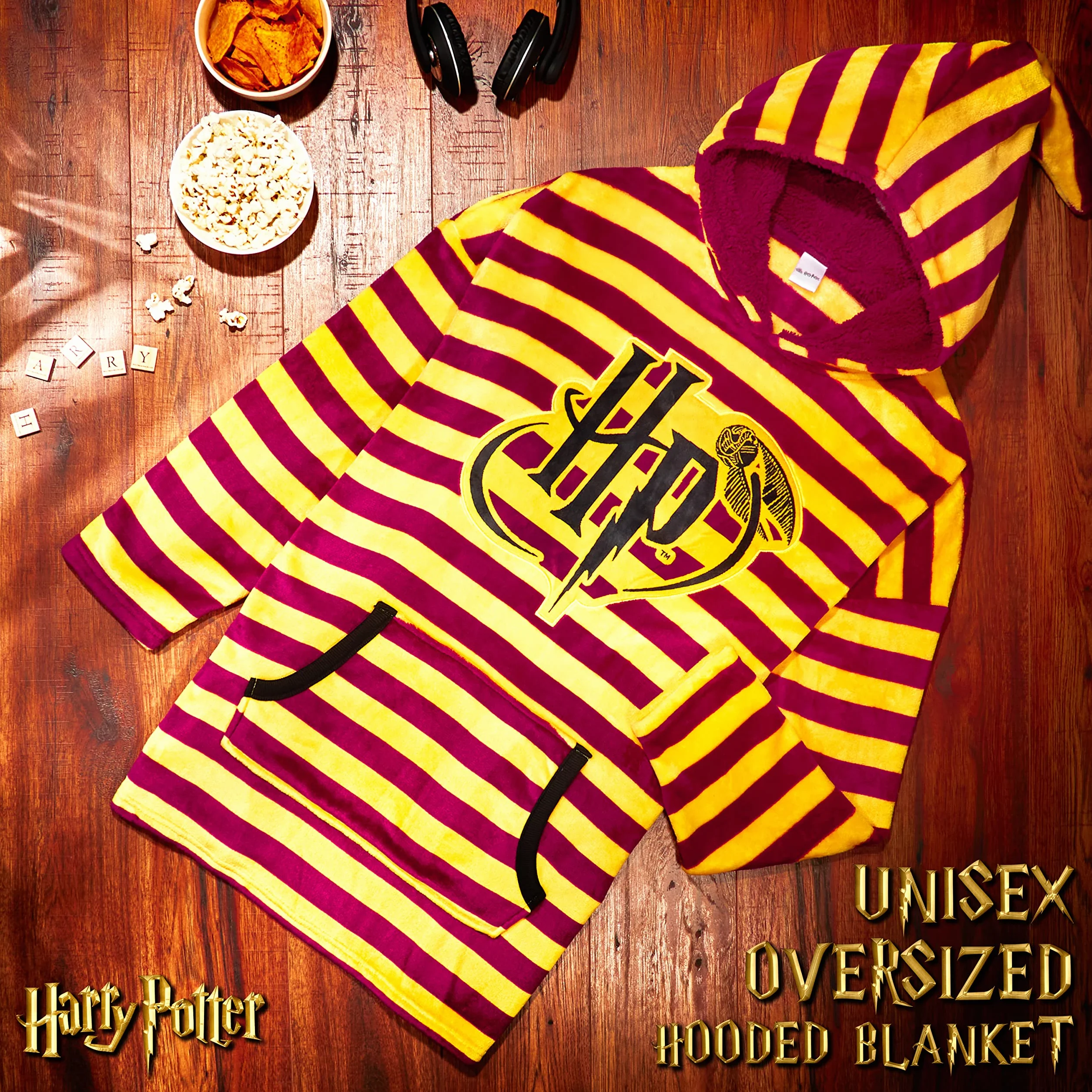 Harry Potter Koc z kapturem dla dzieci przytulny Hogwart ciepły koc polarowy do noszenia