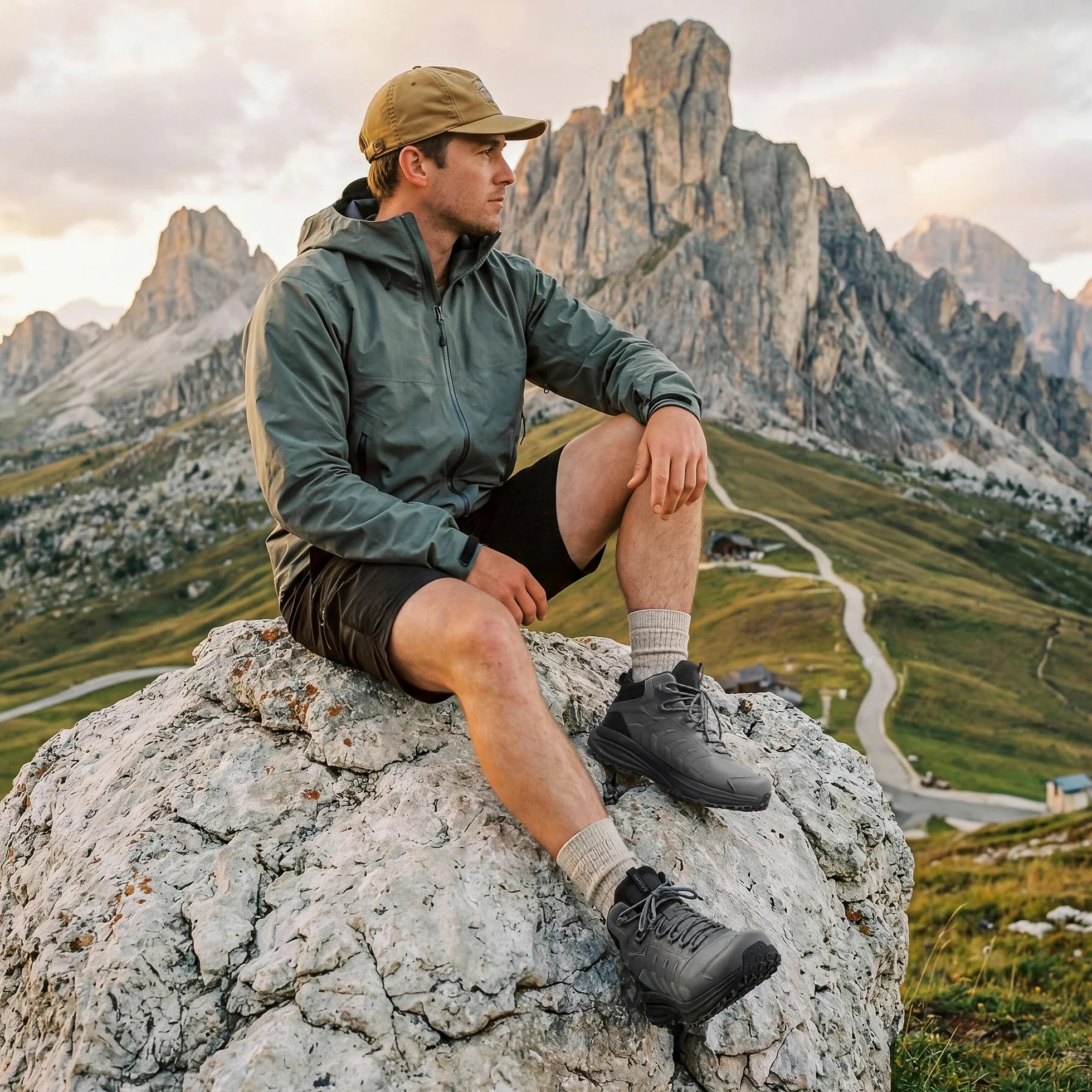 NORTIV 8 Męskie wodoodporne buty trekkingowe PRO, Szary Czarny, 10 UK | Lekkie buty trekkingowe do trekkingu, na kemping i wędrówki z plecakiem