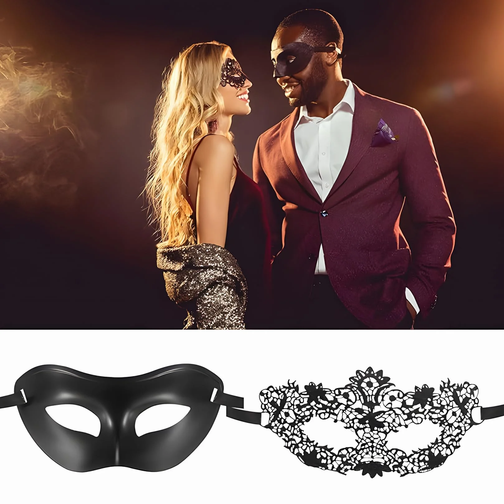 6 Sztukowe Maski Balu, Czarne Wenecjańskie Party Tkaniny, Damskie i Męskie Sexy Maski na Bal Maskowy, dla Kostiumowych Przyjęć