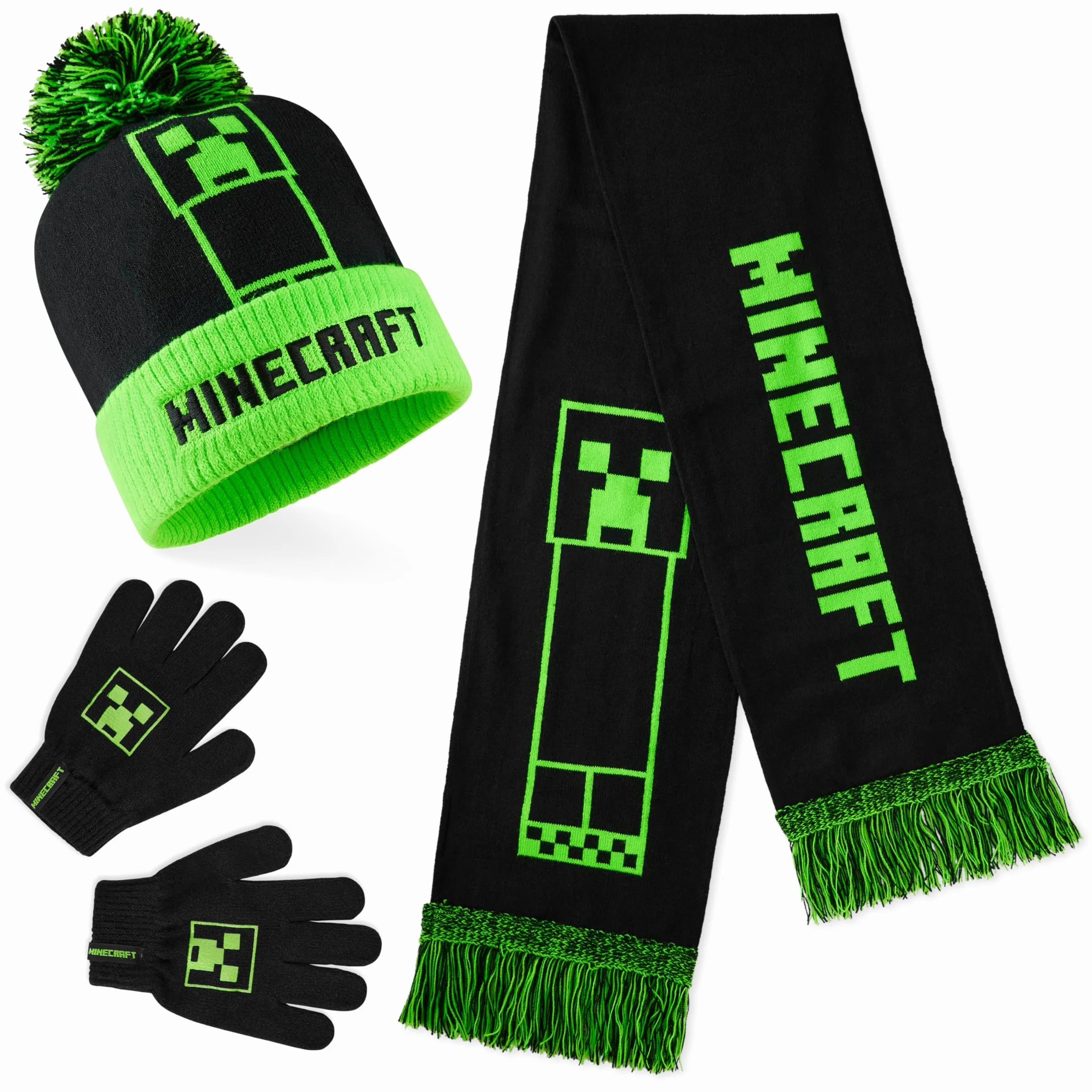 Minecraft Zestrynowy zestaw dzianin Zielony czarny