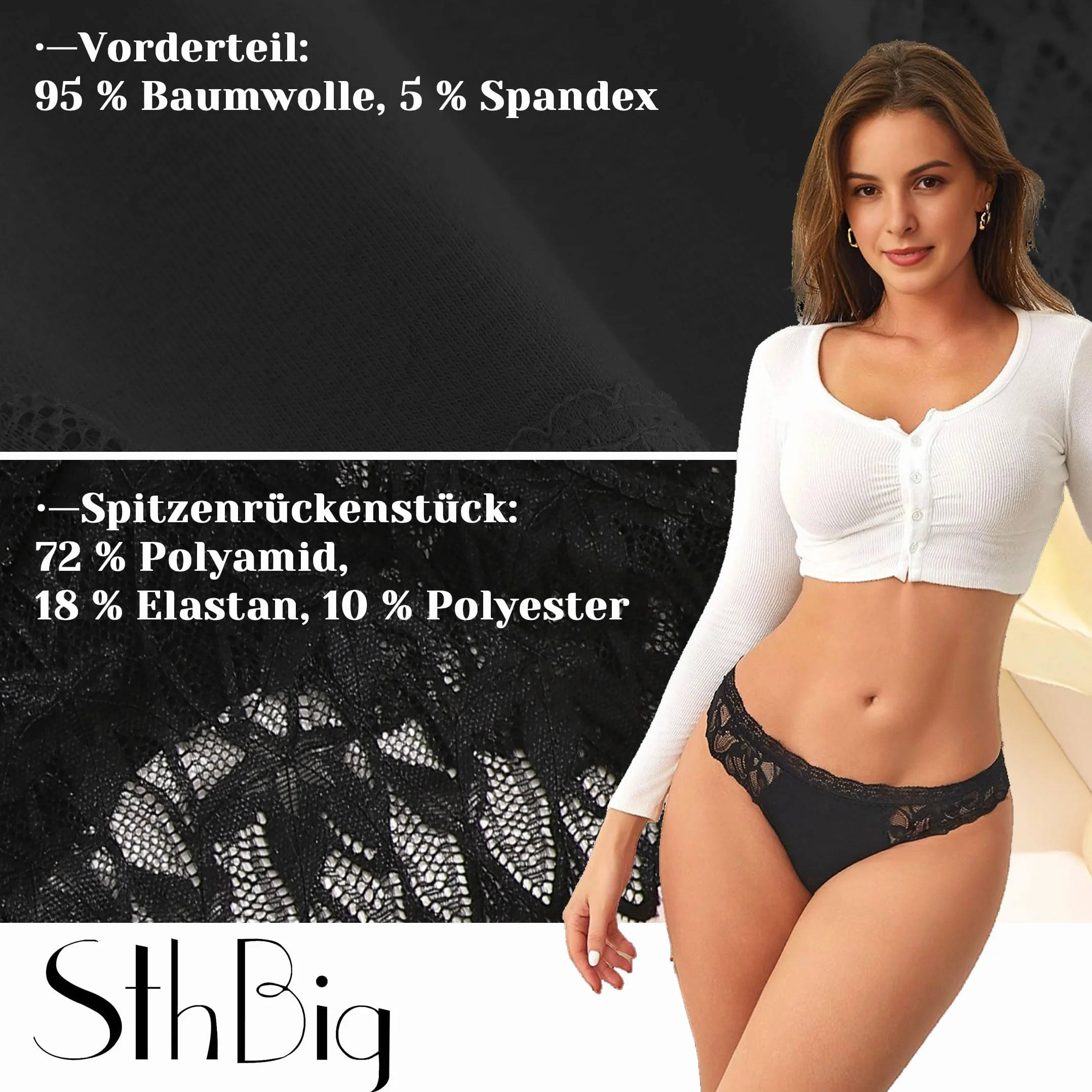 Sth Big Majtki z wysokim stanem, koronkowa bielizna damska, wysoka talia, brazylijskie majtki, damskie koronkowe majtki, wygodne i oddychające, wiele sztuk