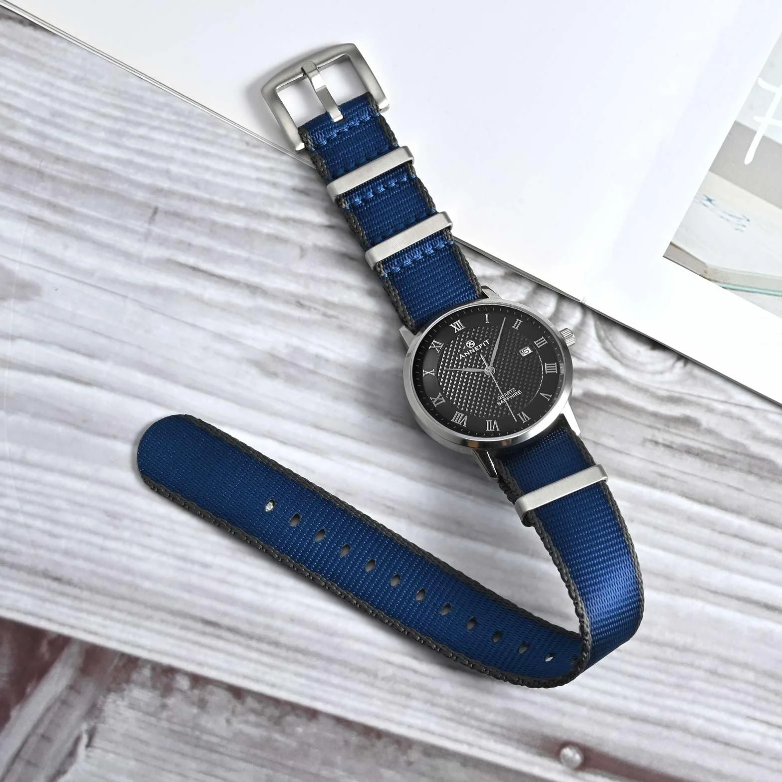 ANNEFIT Wojskowy nylonowy pasek do zegarka dla mężczyzn i kobiet, zapasowy pasek do zegarka 18 mm, 20 mm, 22 mm, ze srebrną czarną klamrą ze stali nierdzewnej
