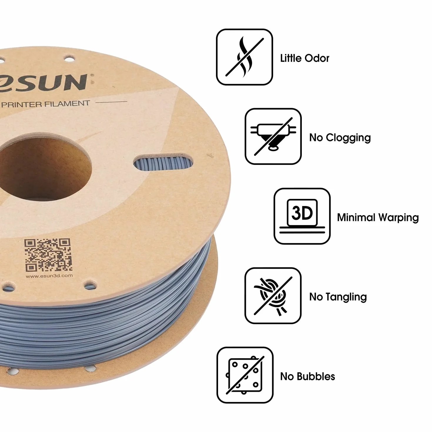 eSUN ASA+ Filament 1,75 mm, odporny na warunki atmosferyczne filament do drukarek 3D do zewnętrznych części funkcjonalnych, 1 kg szpula filamentu do drukarek 3D (Szary, 1KG)