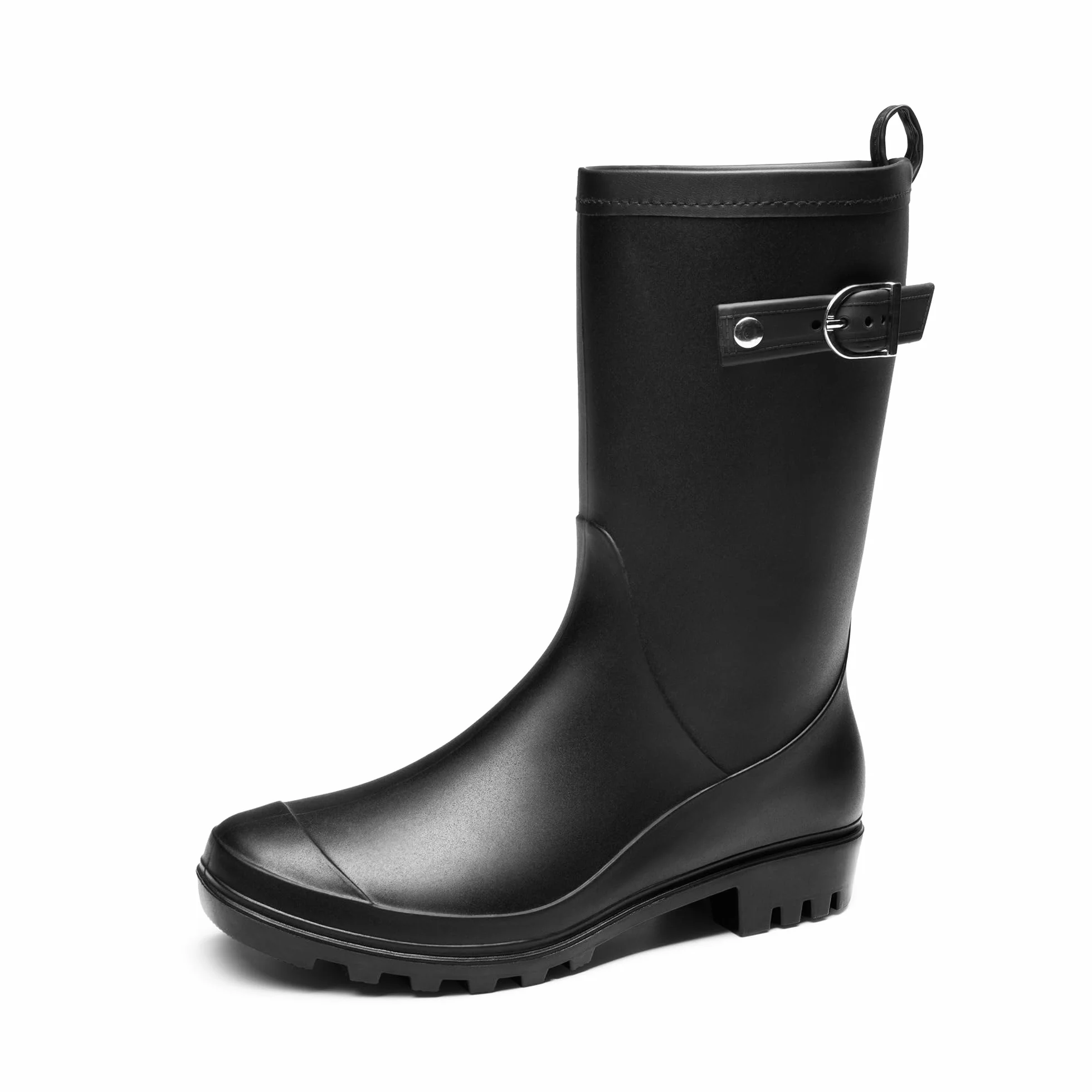 DREAM PAIRS Damskie buty kowbojskie westernowe do połowy łydki okrągły nosek masywny obcas
