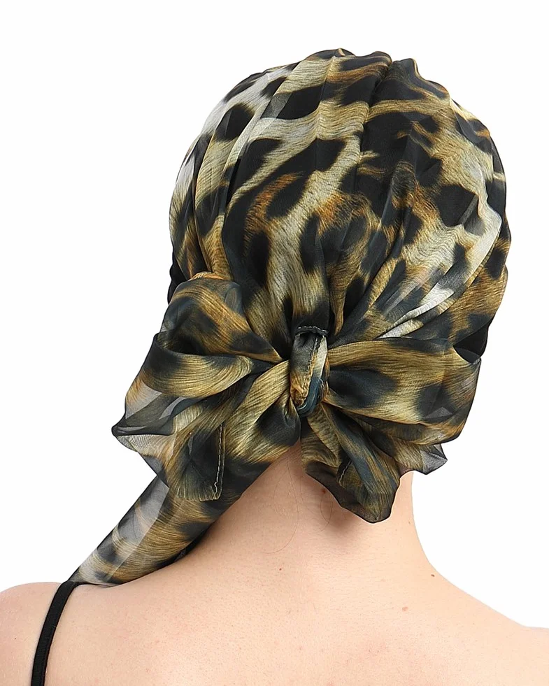 FocusCare chemo turban nakrycie głowy dla kobiet po chemioterapii chorych na raka, Leopard, jeden rozmiar