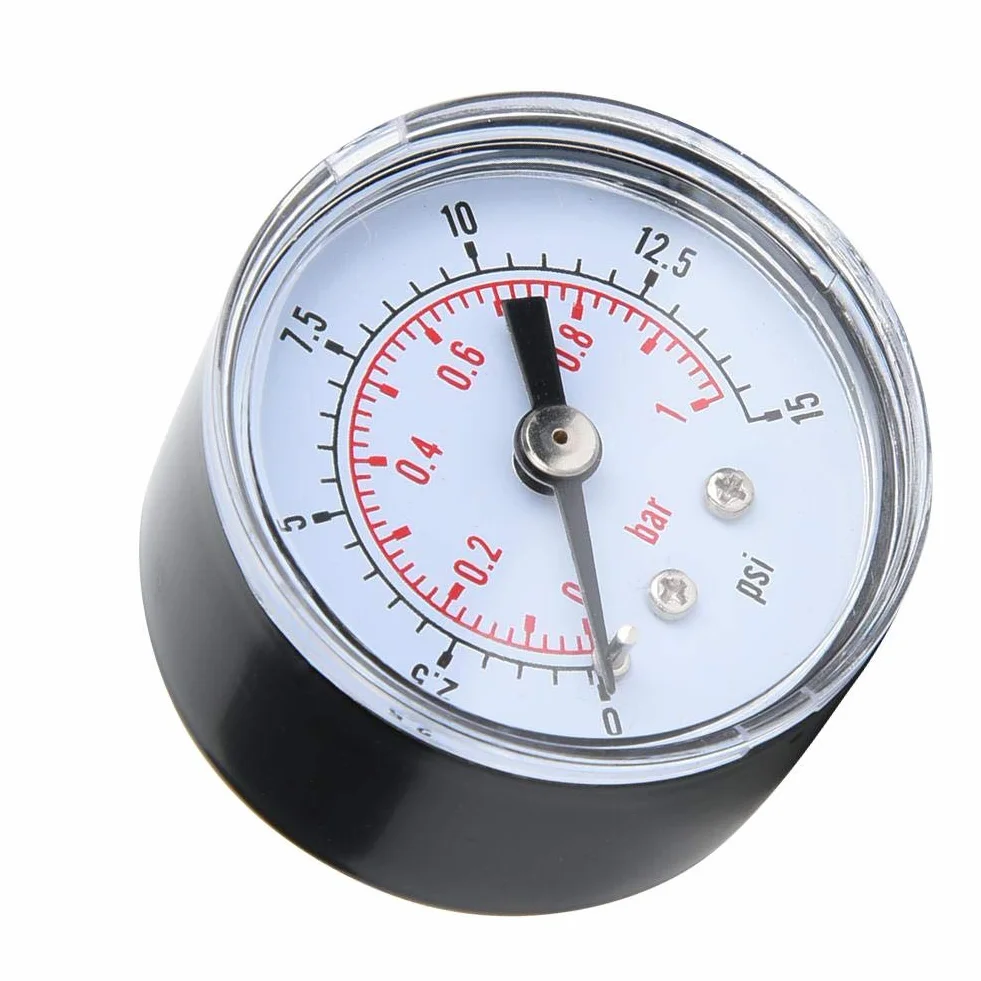 Mechanisches Manometer, 1/8 Zoll BSPT Axialmanometer für Luft, Öl und Wasser(0-15psi,0-1bar)