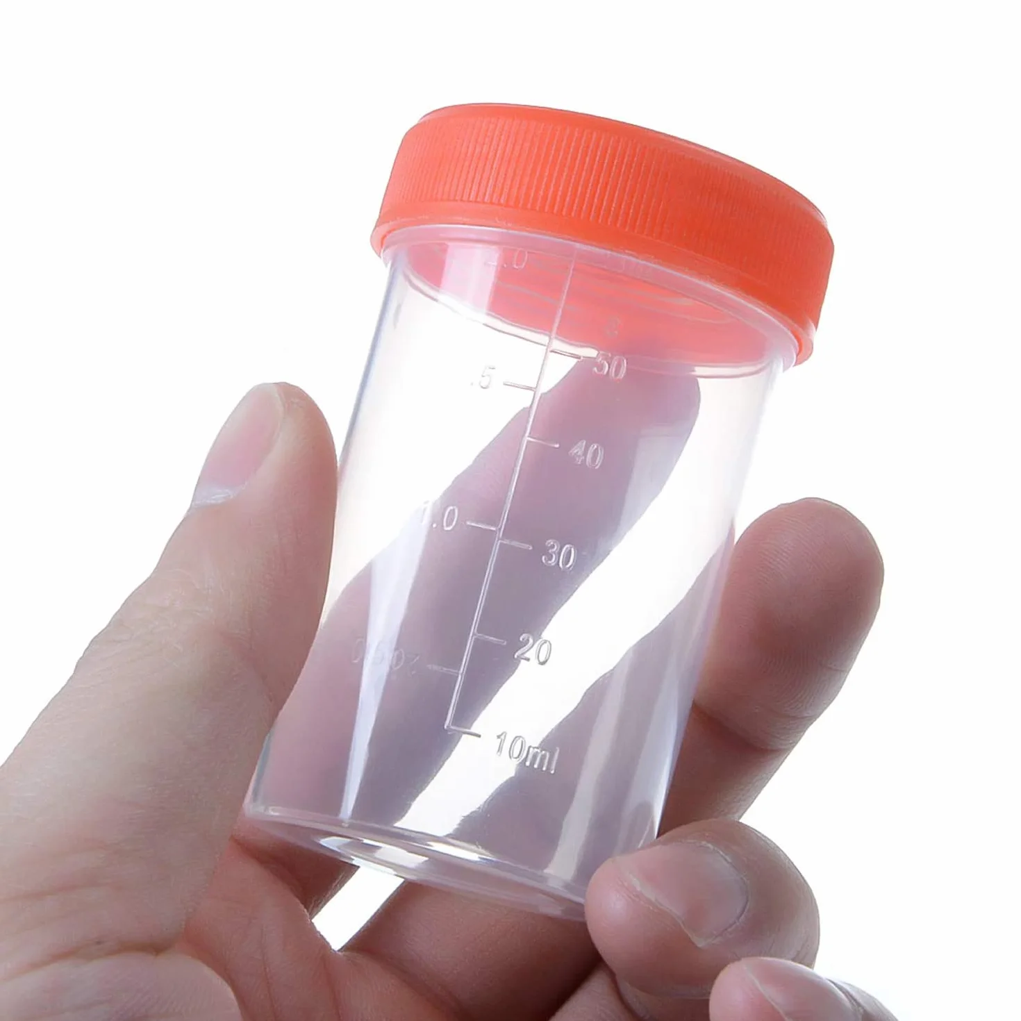 LATRAT Plastikowy kubek do pobierania próbek w moczu 60 ml kubek na mocz z zakrętką odpowiedni dla dorosłych, 10 sztuk do użytku medycznego w laboratorium
