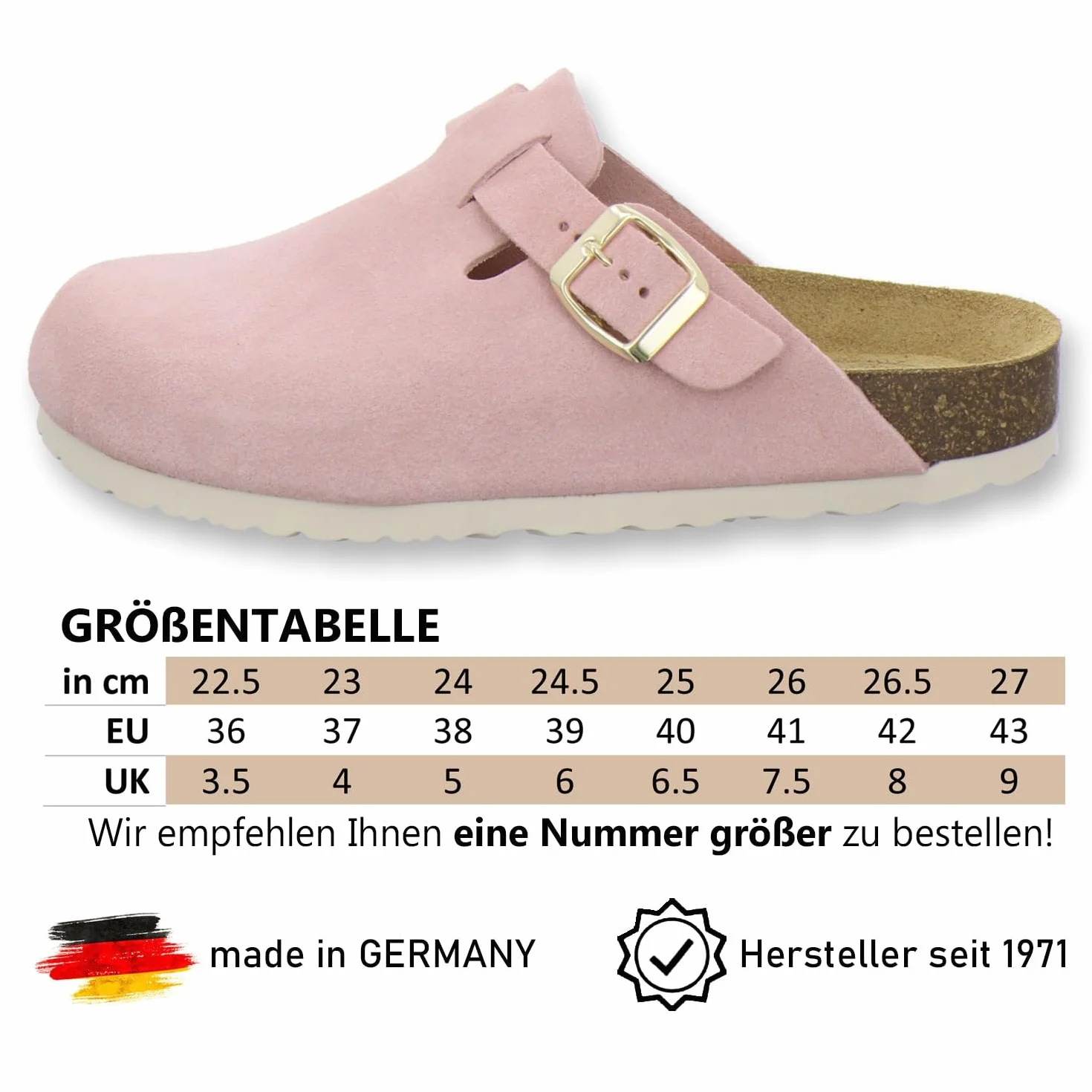 AFS-Schuhe 2900 damskie kapcie zamknięte chodaki ze skóry Made in Germany