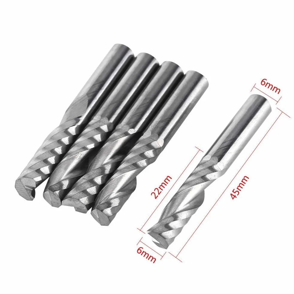Frezy CNC - 5 szt. 6 mm trzon z węglika wolframu pojedyncze frezy spiralne frezy CNC frezy
