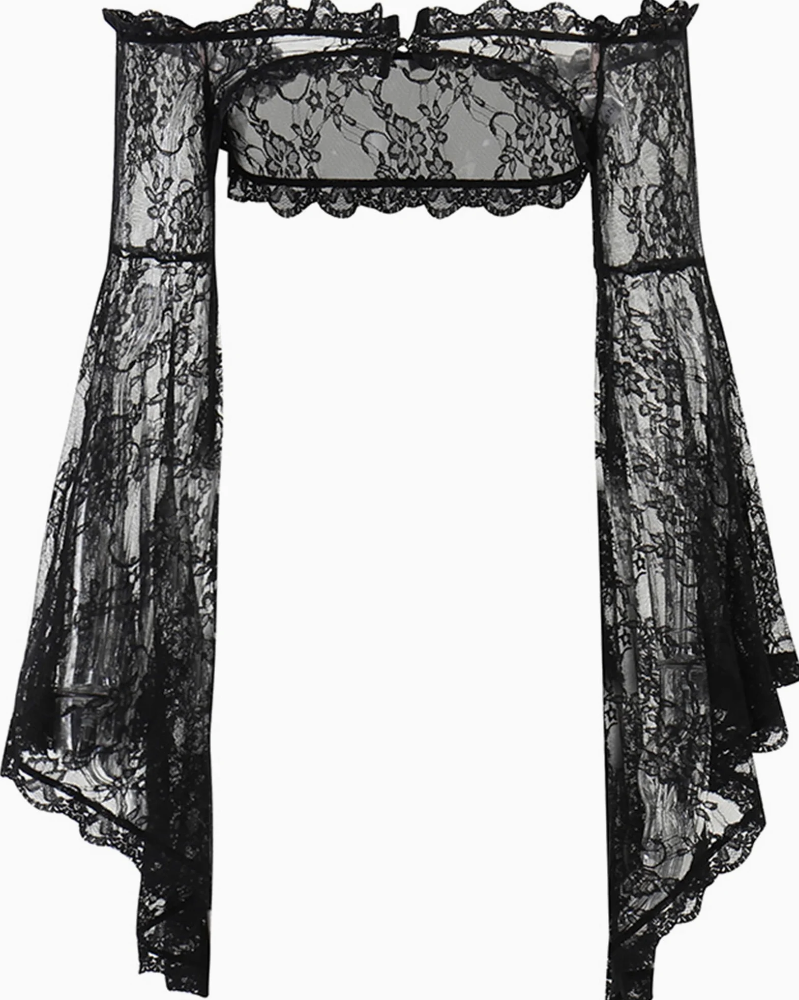 SEAUR Gothic koronkowe bolerko damskie z długim rękawem, styl vintage, punk, na imprezę, do klubu, na karnawał, Halloween