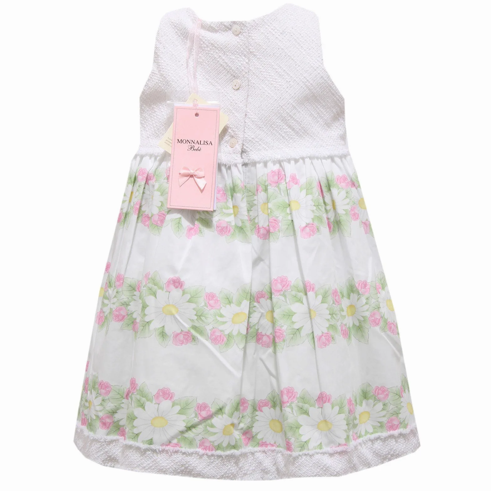 8627R vestito bimba MONNALISA BEBE' BOUQUET bianco multicolor abito dress kid
