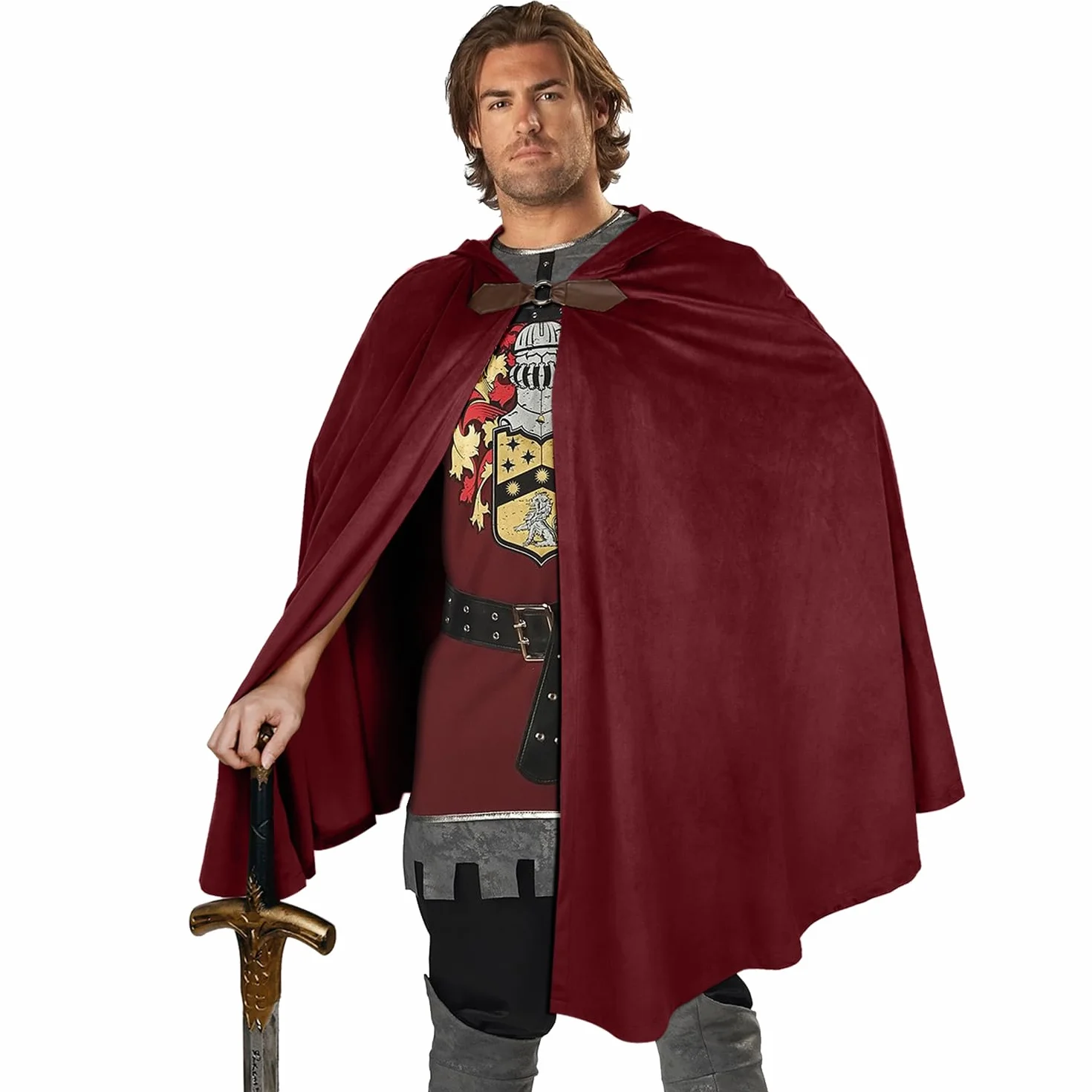 Keland Renaissance aksamitna peleryna z kapturem Halloween średniowieczna Hobbit płaszcz