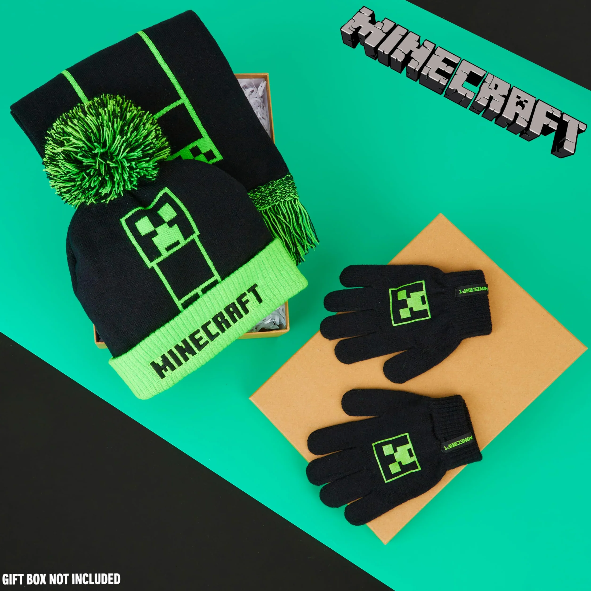Minecraft Zestrynowy zestaw dzianin Zielony czarny