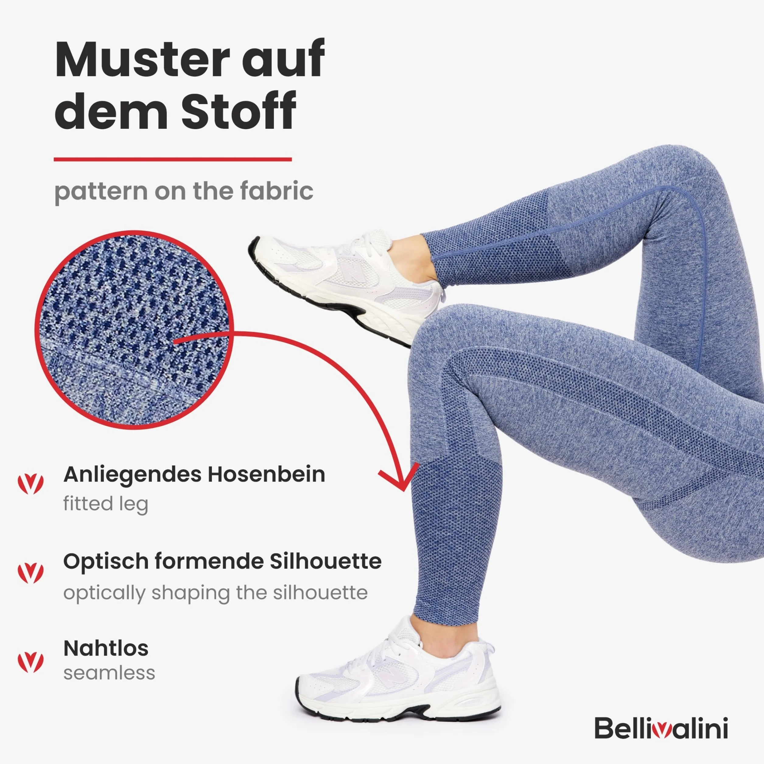 Bellivalini Legginsy Push Up modelujące wysoki stan Sport Fitness BLV50-254