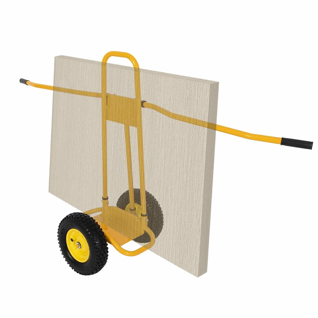 płyta wózek transportowy, nośność 500 kg, z 4 pełnymi gumowymi kółkami, do transportu płyt, okien, drewnianych płytek i gipsowo-kartonowych płytek (żółty)