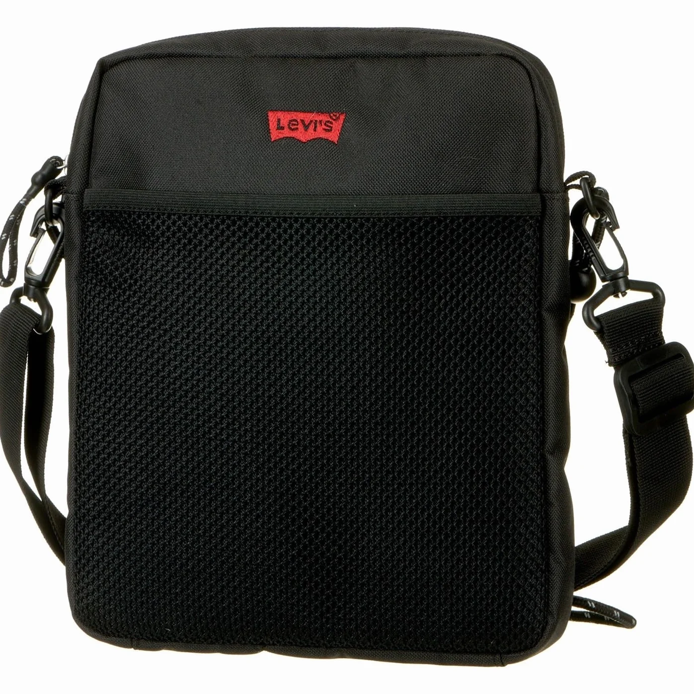 Levi's Męski podwójny pasek północ-południe Crossbody, jeden rozmiar, Zwykły czarny, Rozmiar Uniwersalny