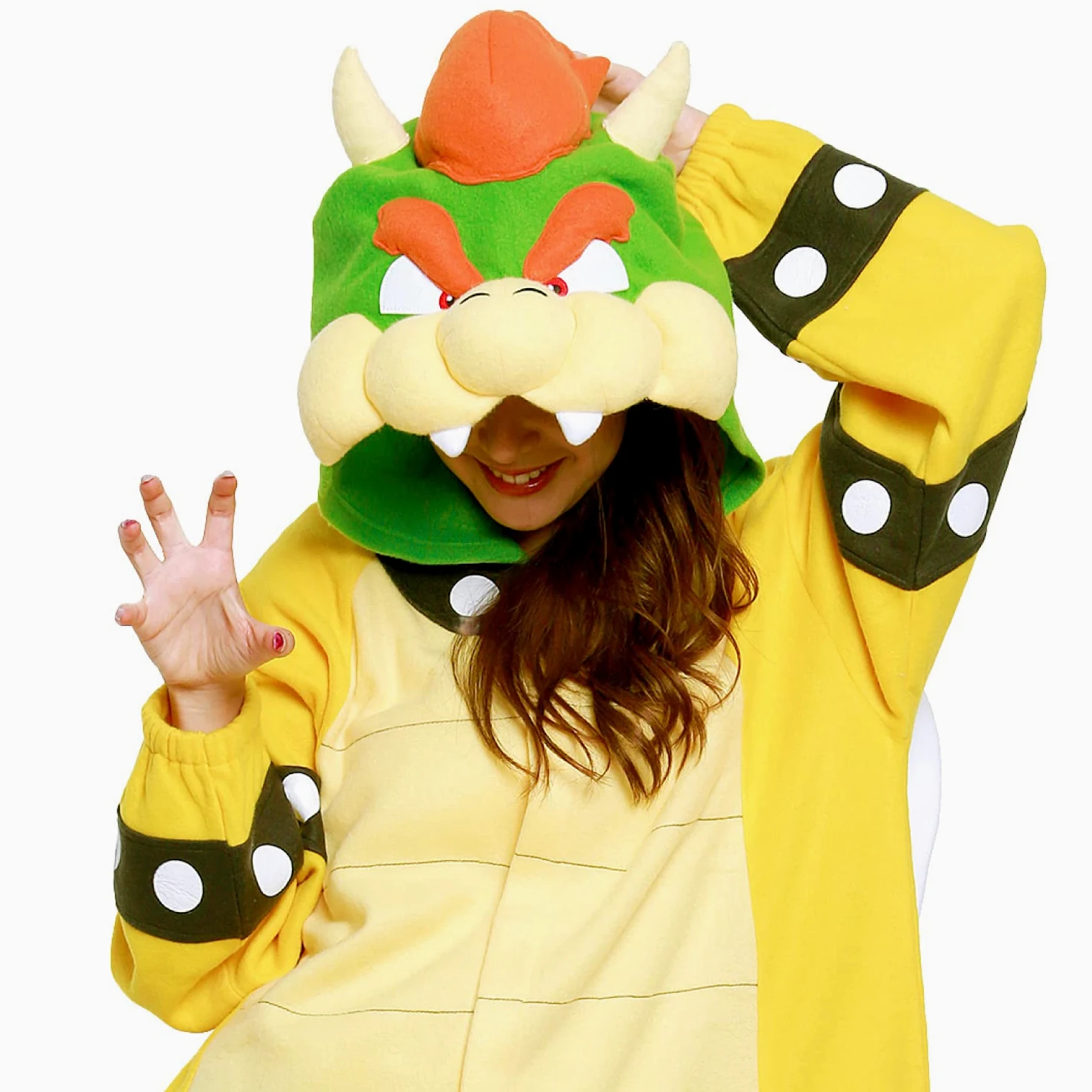 SAZAC Super Mario Bros - Jednoczęściowy kombinezon na Halloween (Bowser), Brązowy, Adult One Size Fits All