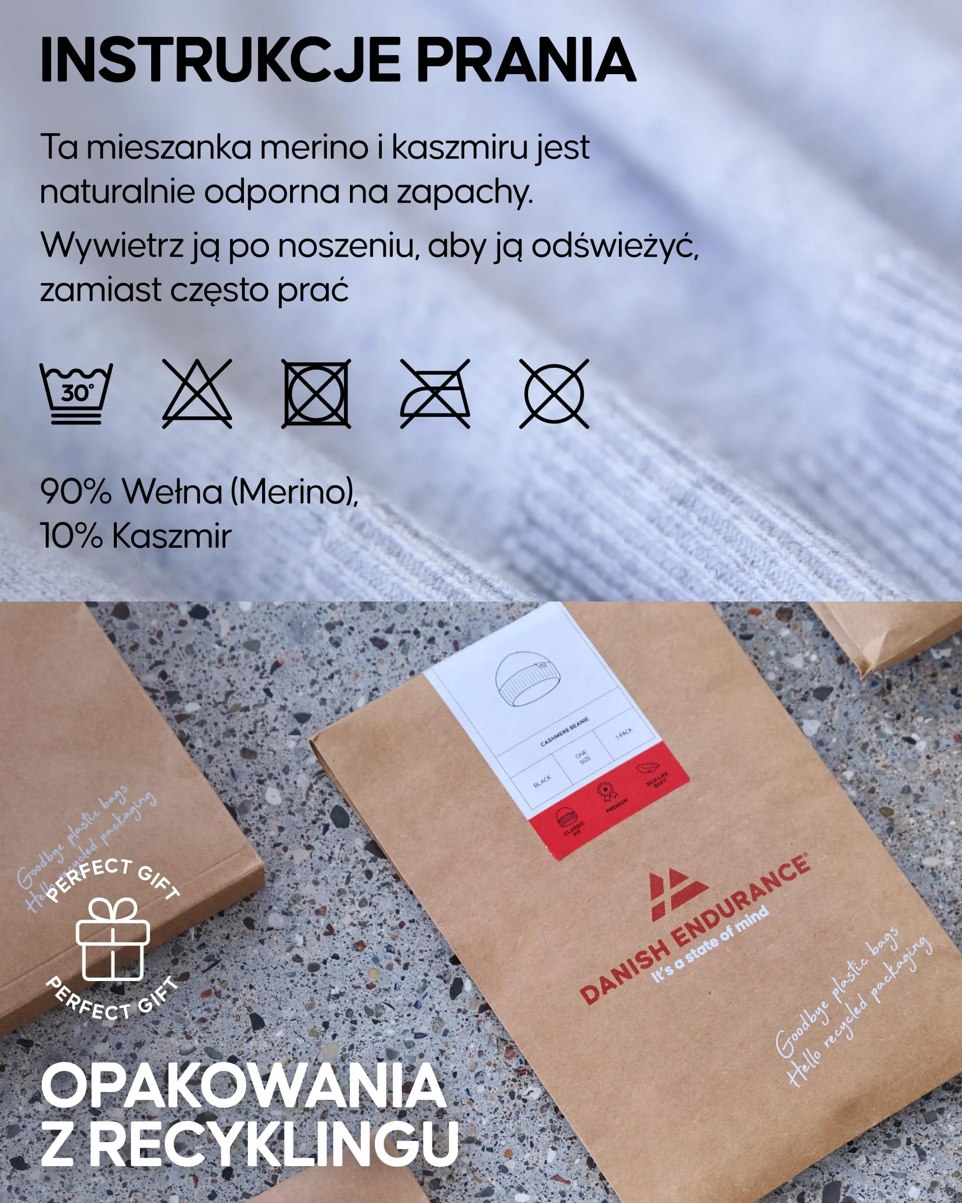 DANISH ENDURANCE Sweter z Wełny Merino z Domieszką Kaszmiru dla Mężczyzn