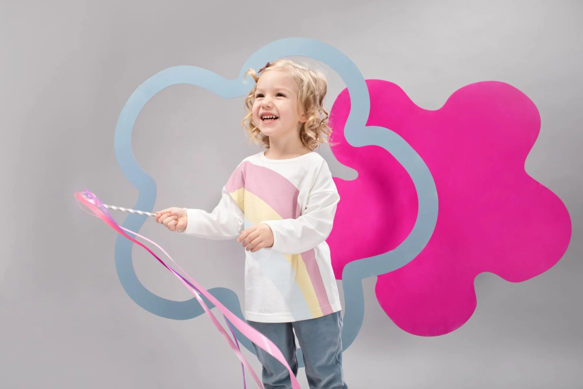 Pinokio Baby Blouse Long Sleeve Romantic, 100% Cotton écru with Rainbow, Girls rozm. 68-122 (86), écru, 86 cm